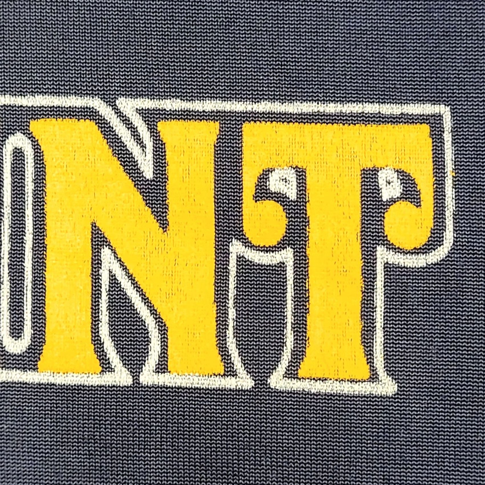 Champion VINTAGE Champion Sweatshirt M/L West-Point USA 70s 80s Military Crew Neck Pullover Navy Blue Yellow Trim Mens US Made Short Length Nylon Fleece Size US L / EU 52-54 / 3 - 3 Thumbnail