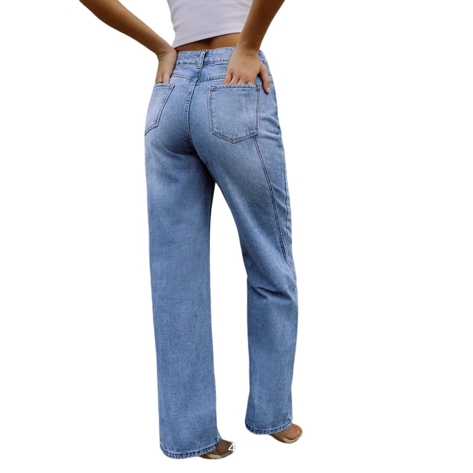 Other Commense Large Light Blue Vintage Denim Straight Leg Pants Size 30" / US 8 / IT 44 - 3 Thumbnail