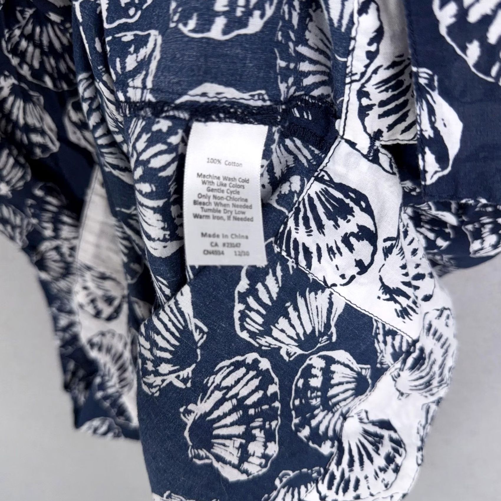 Talbots Talbots Dress Womens Medium Blue Shell Print V Neck Shift Pockets 3/4 Sleeve Size M / US 6-8 / IT 42-44 - 6 Thumbnail