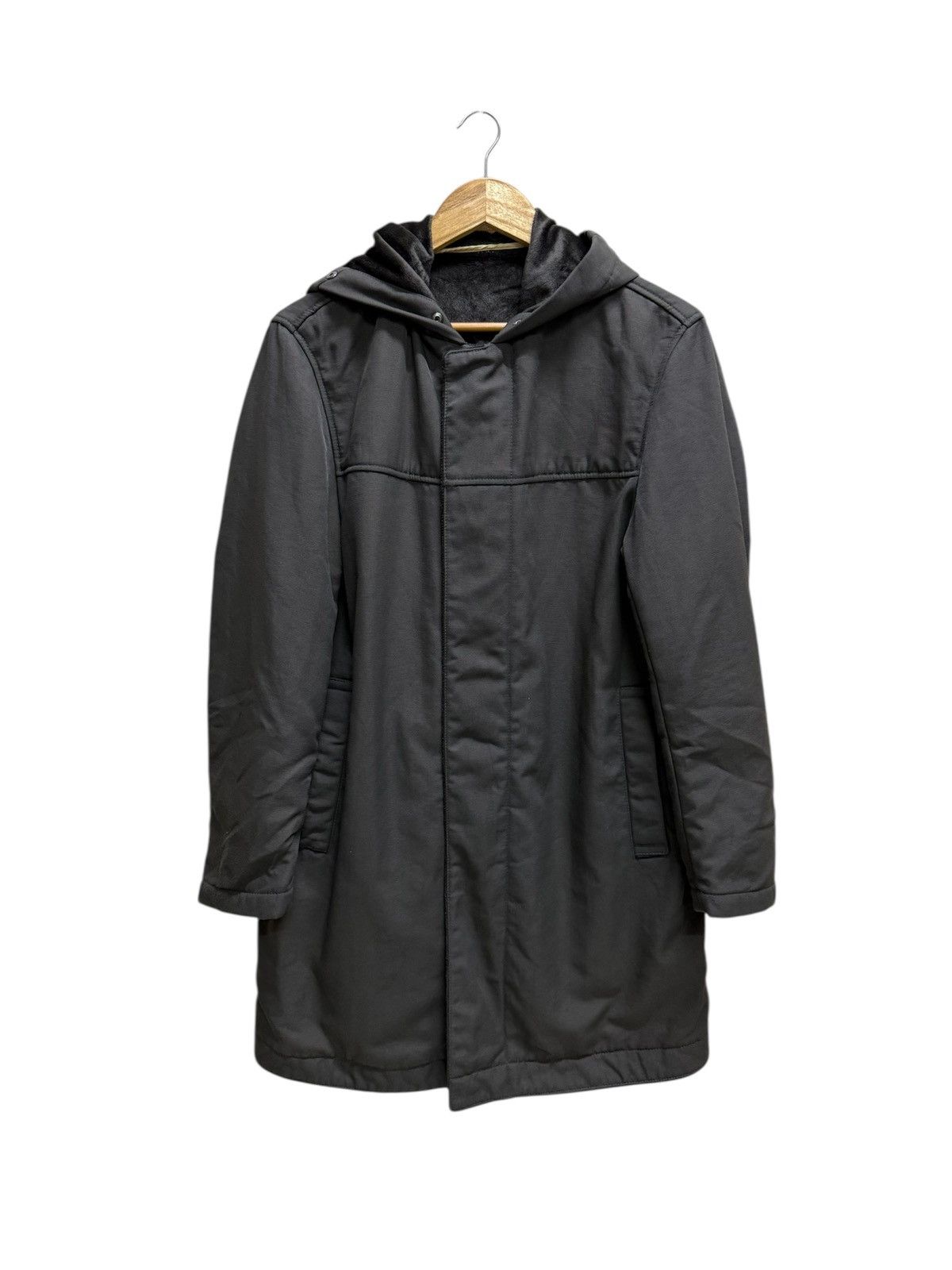 Jun Men Velvet Lined Parka Jacket Dark Green