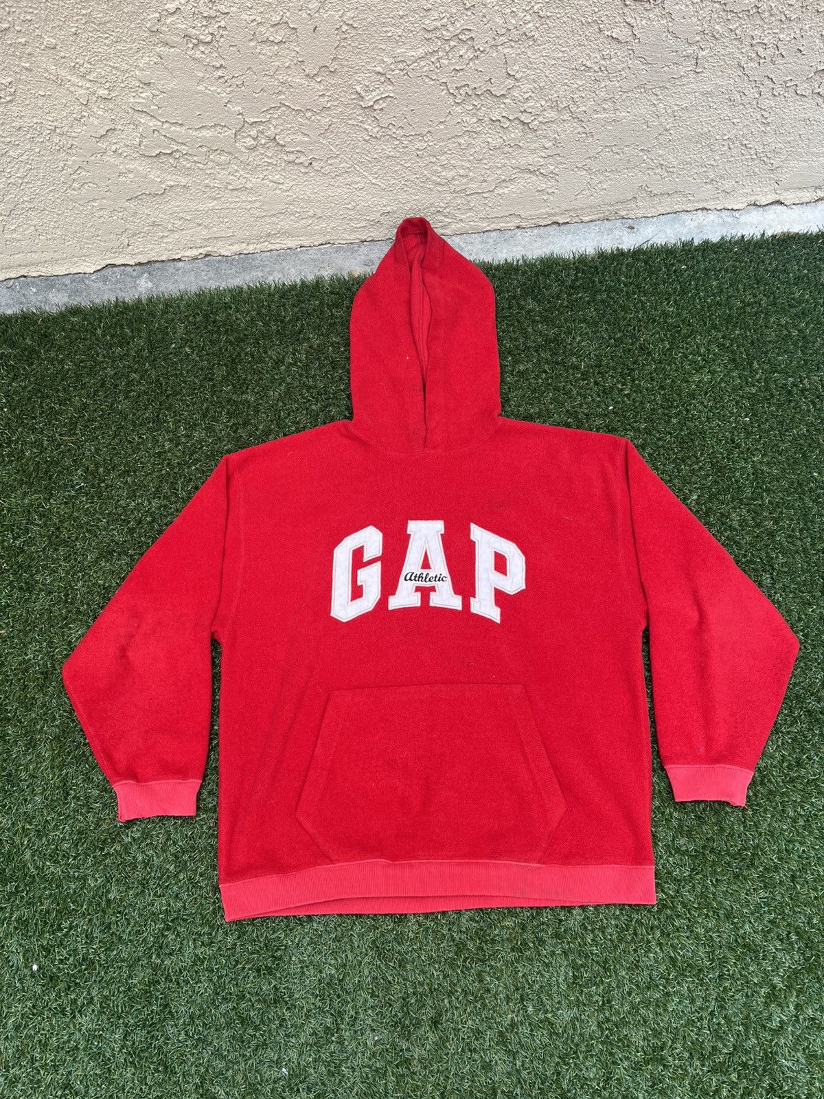 Gap × Vintage VTG 90’s GAP Red Fleece Pullover Hoodie Size US S / EU 44-46 / 1 - 1 Thumbnail