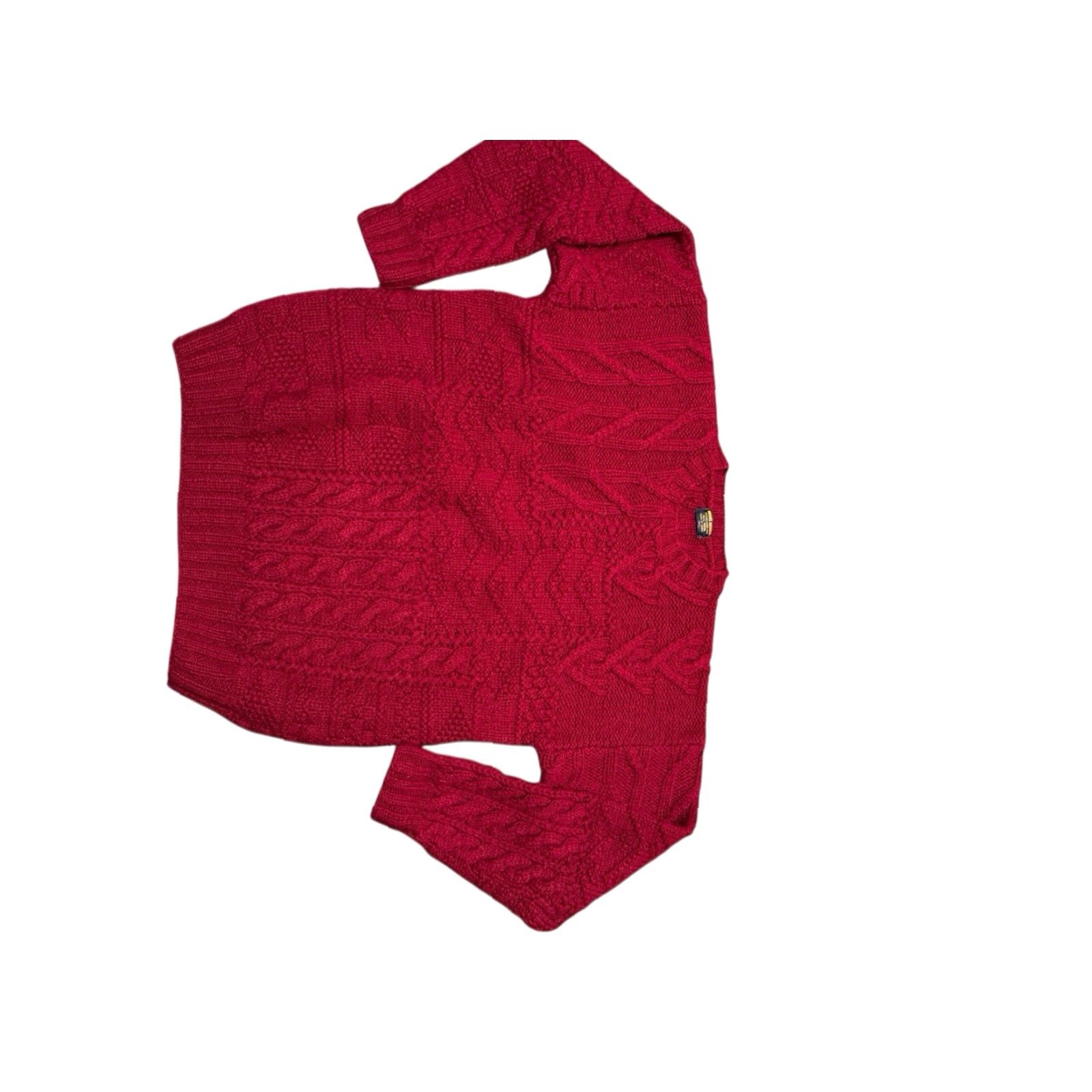 Brooks Brothers VINTAGE Brooks Brothers XL All Wool Aran Cable Knit Fisherman Sweater Deep Burgundy Mens Pullover Crew Neck Knit Wool Size US XL / EU 56 / 4 - 6 Thumbnail
