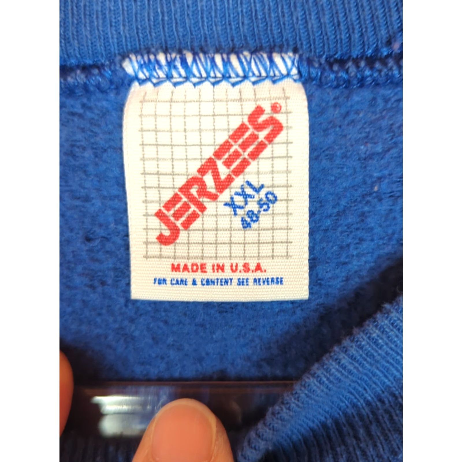 Jerzees VINTAGE Jerzees Sweatshirt Crew Neck Blue 2XL Mens 90s Pullover All Seasons Smooth Fleece Cotton-Polyester Regular Fit Sweatshirt Crewneck Sall? Size US XXL / EU 58 / 5 - 2 Thumbnail