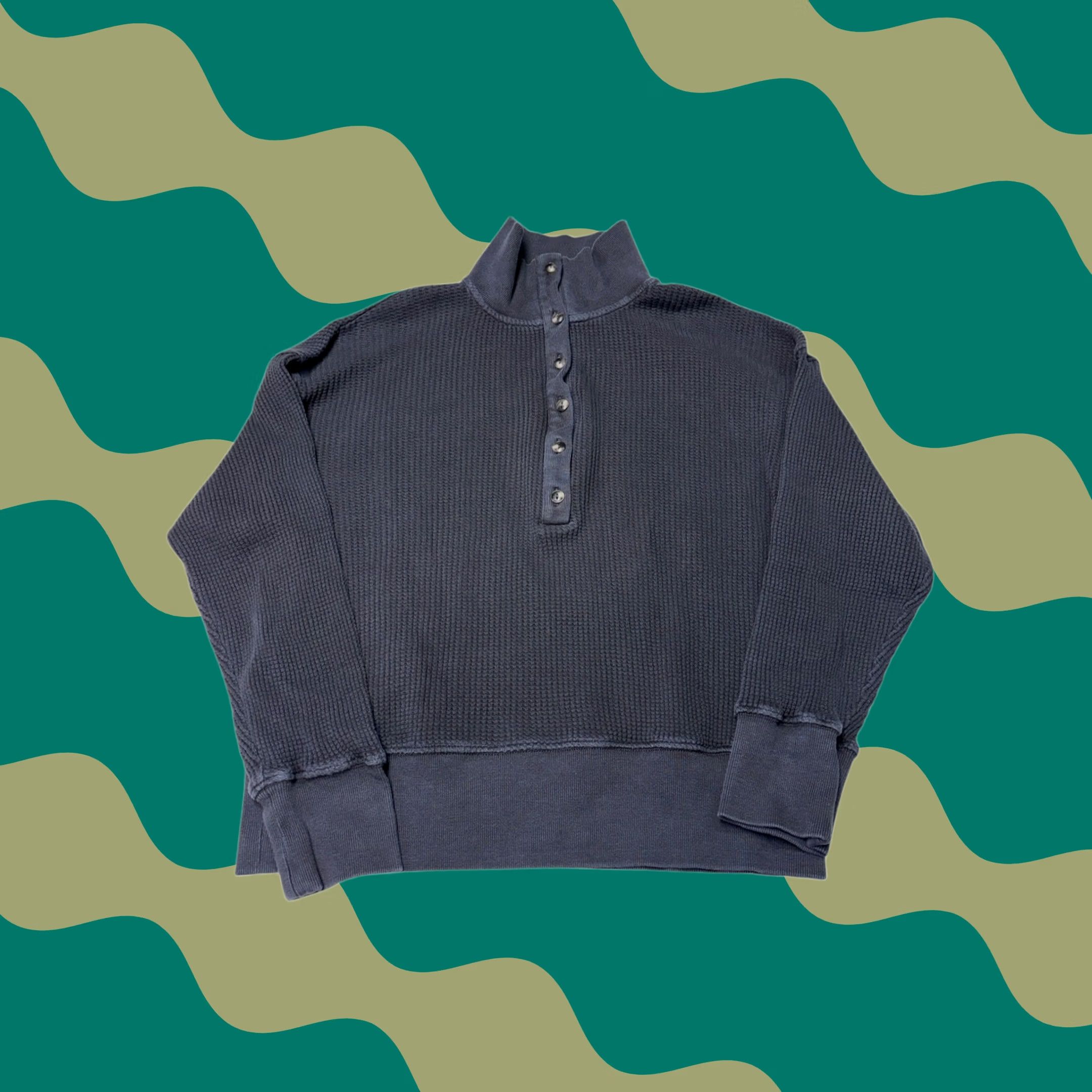Faherty Faherty Waffle Knit Sweater Mens Medium Gray Mock Neck Organic Cotton Pullover Size US M / EU 48-50 / 2 - 1 Thumbnail