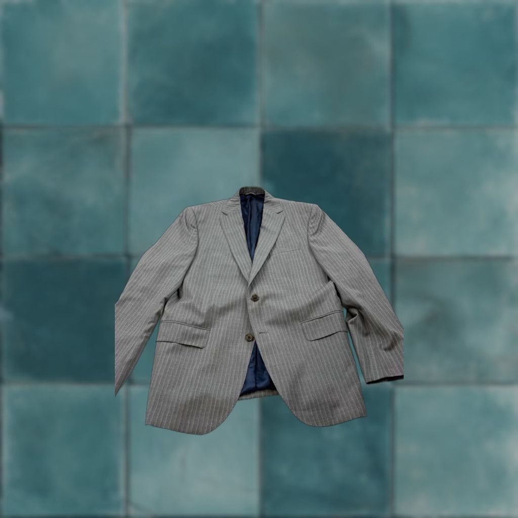 Jack Victor VINTAGE Jack Victor Blazer Mens 42R Gray Pinstripe Wool Two-Button Notch Lapel Ryan CT Jacket Suit Jacket Size 42R - 1 Thumbnail