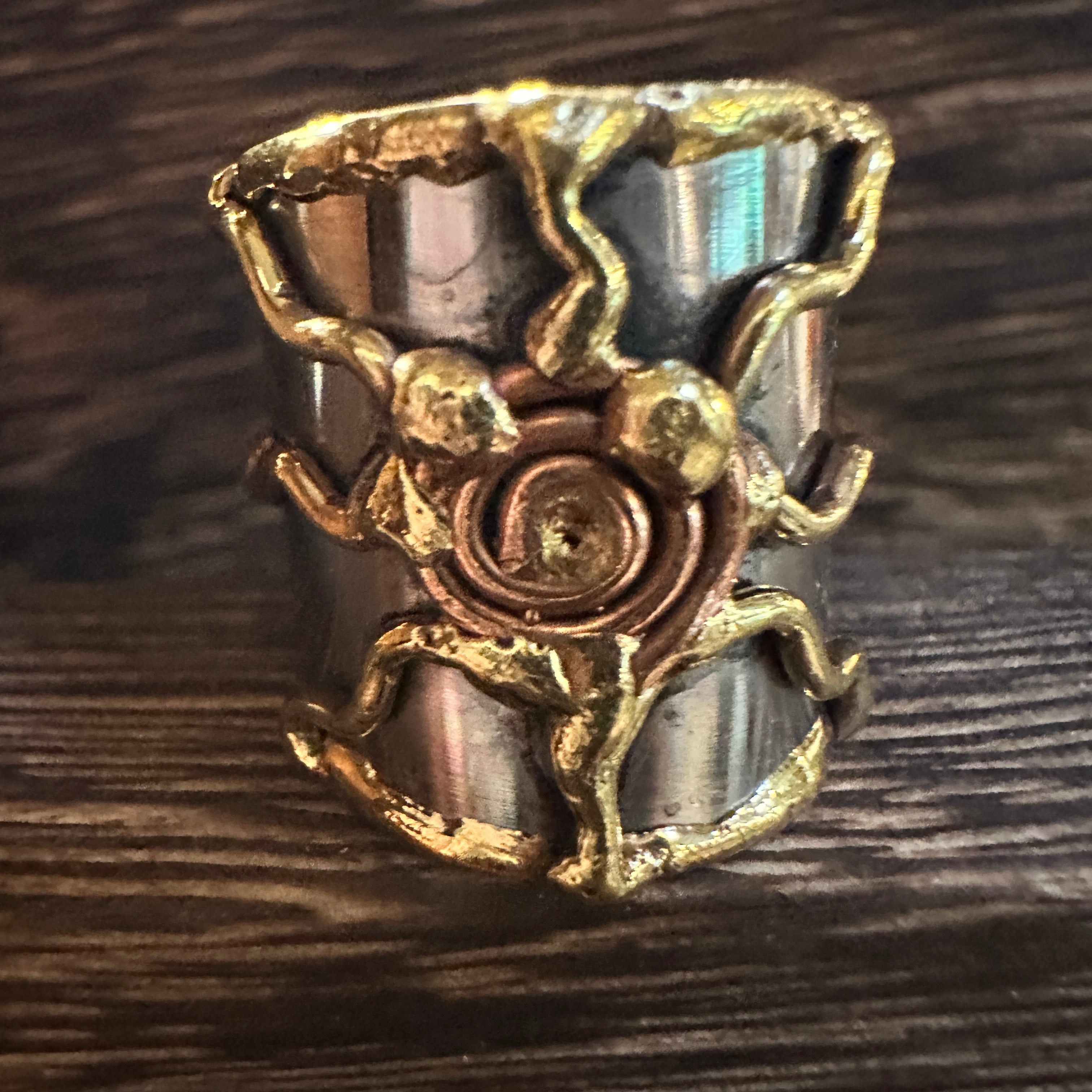 Other Artisan Crafted Bohemian Silver & Copper Heart Wide Cuff Rin Size ONE SIZE - 2 Thumbnail
