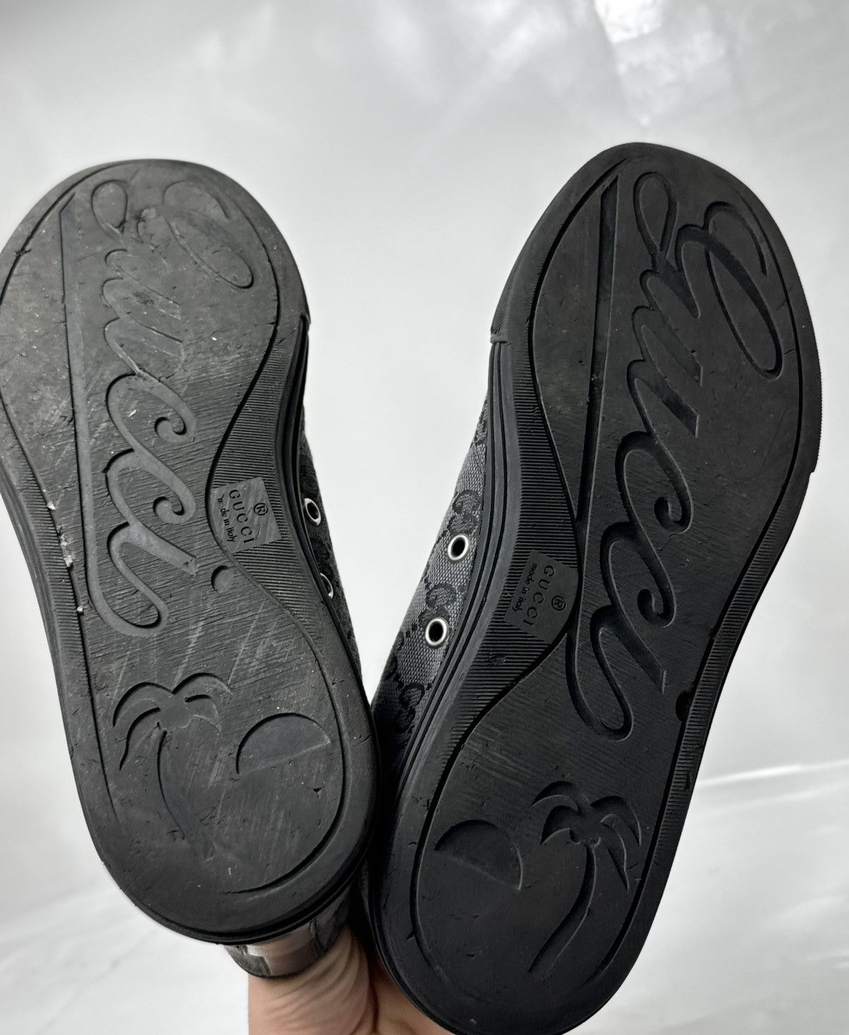 Gucci Gucci GG Monogram Black High Top Canvas Sneakers Size US 6.5 / EU 39-40 - 10 Thumbnail