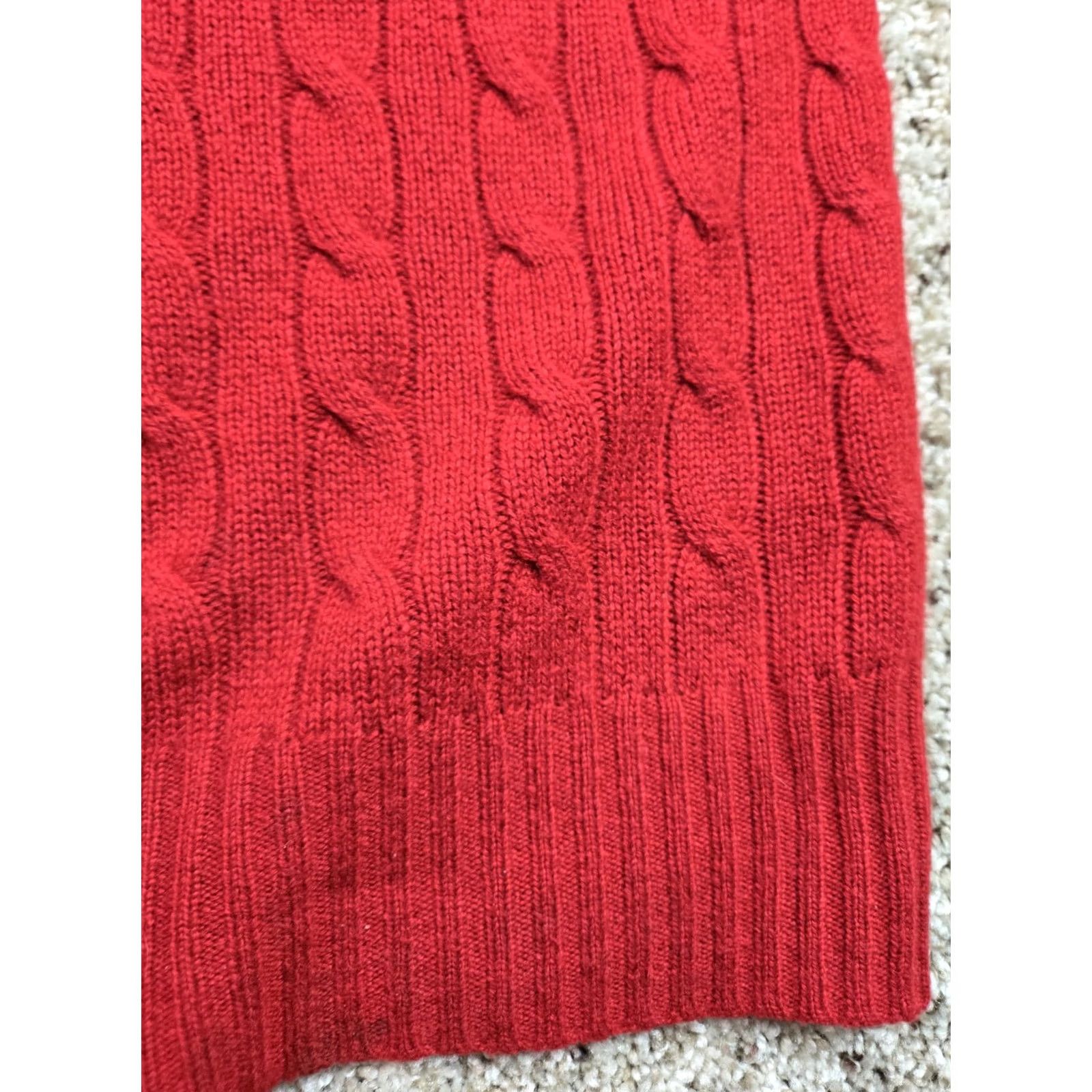 Polo Ralph Lauren Polo Ralph Lauren Cashmere Cable Knit Sweater 2XL Mens Red Long Sleeve Crew Neck Pullover Casual Adult Regular Knit Wool/ Cashmere Size US XXL / EU 58 / 5 - 7 Thumbnail