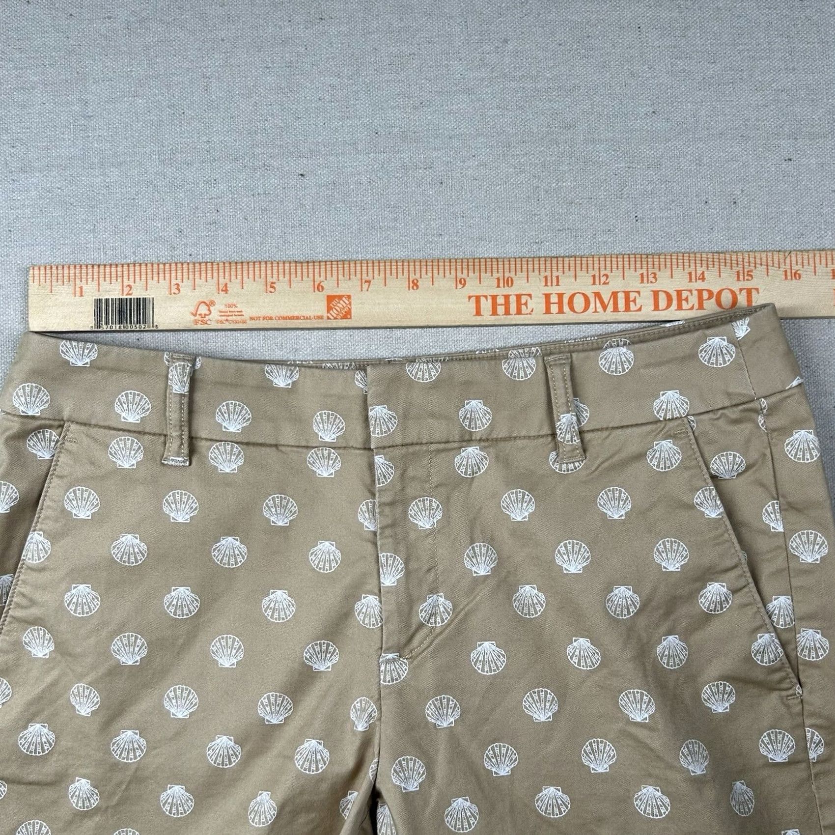J.Crew VINTAGE J. Crew Shorts Womens Bermuda 6 Beige Shells Beachy Ocean Scallops Knit Canvas 9in Inseam Womens Size 28" / US 6 / IT 42 - 7 Thumbnail