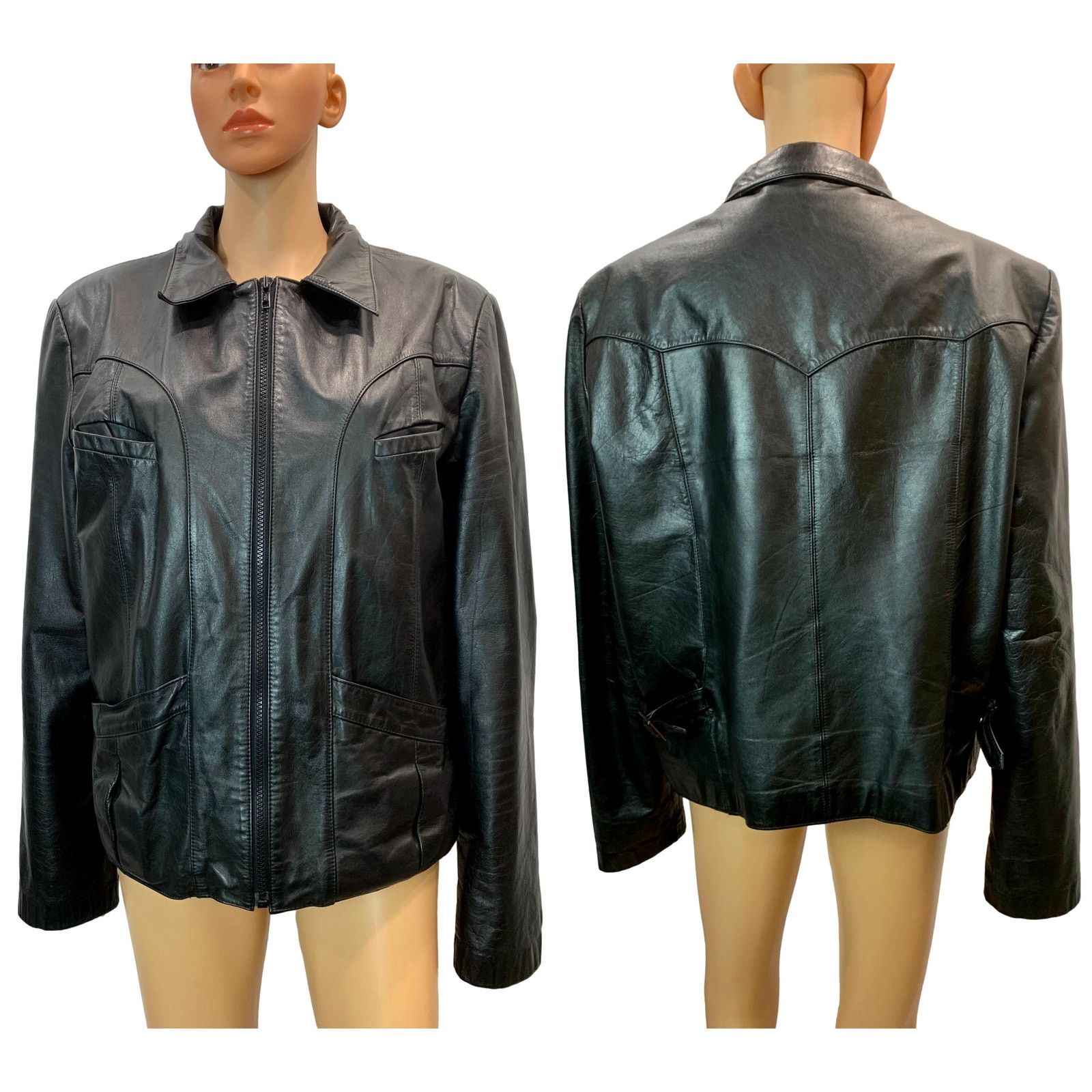 Genuine Leather × Vintage × Wilsons Leather 70s Black Leather Bomber Jacket - Faux Fur Zip Out Lining Size US M / EU 48-50 / 2 - 6 Thumbnail