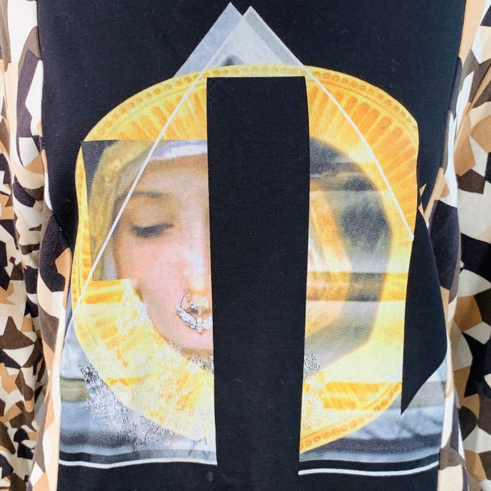 Givenchy S Black Brown Cream Cotton Geometric Crew Neck Pullover Size S / US 4 / IT 40 - 2 Thumbnail