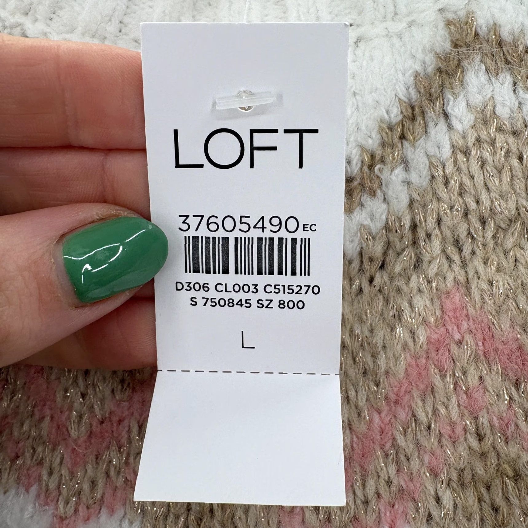 Loft LOFT Sweater Womens Large White Fair Isle Heart Crew Glitter Knit Pullover NWT Size L / US 10 / IT 46 - 5 Thumbnail