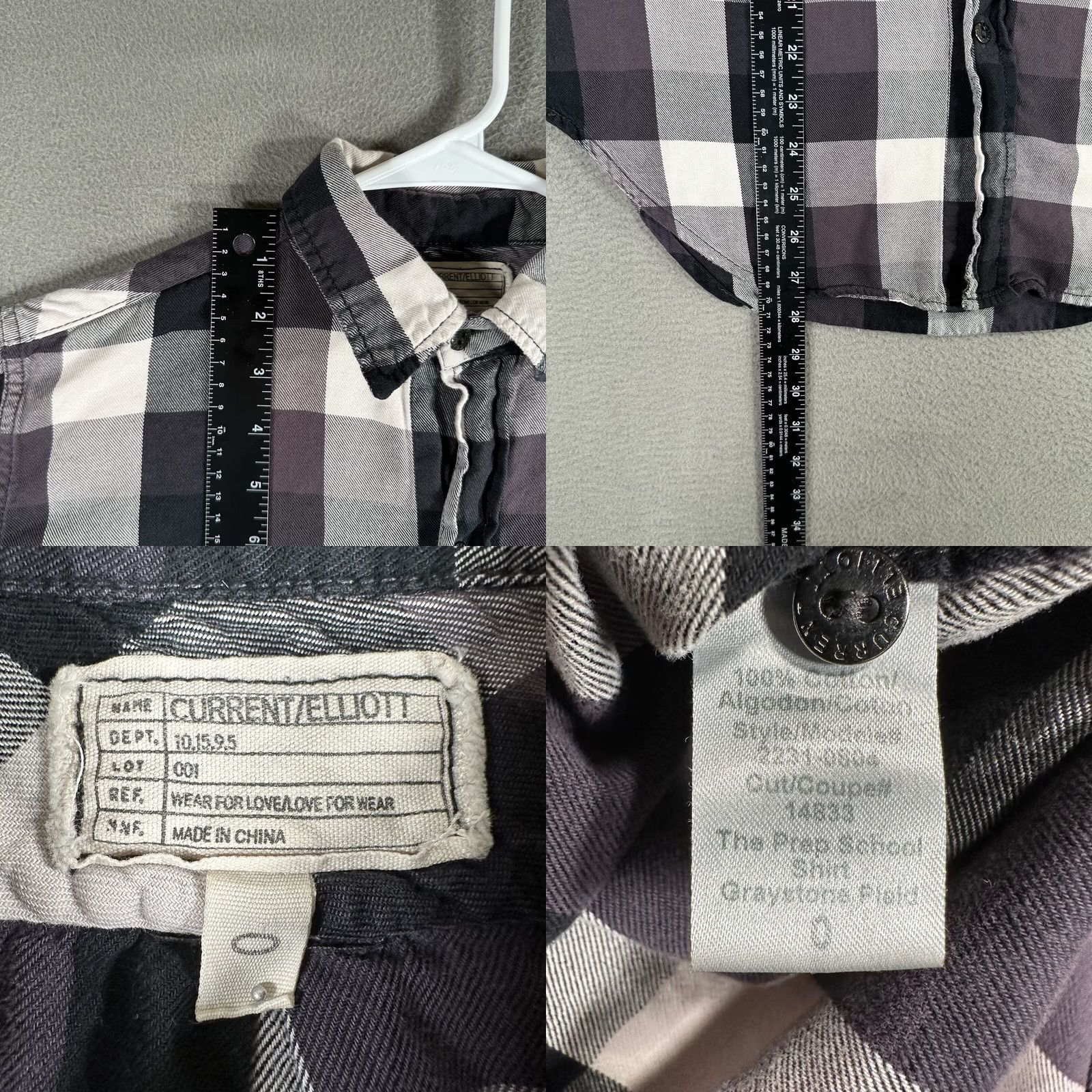 Vintage Current/Elliott Shirt Womens 0 Purple The Prep School Graystone Plaid Button Up Check Pockets Casual All Seasons Lightweight Packable Machine Washable Size XS / US 0-2 / IT 36-38 - 8 Thumbnail