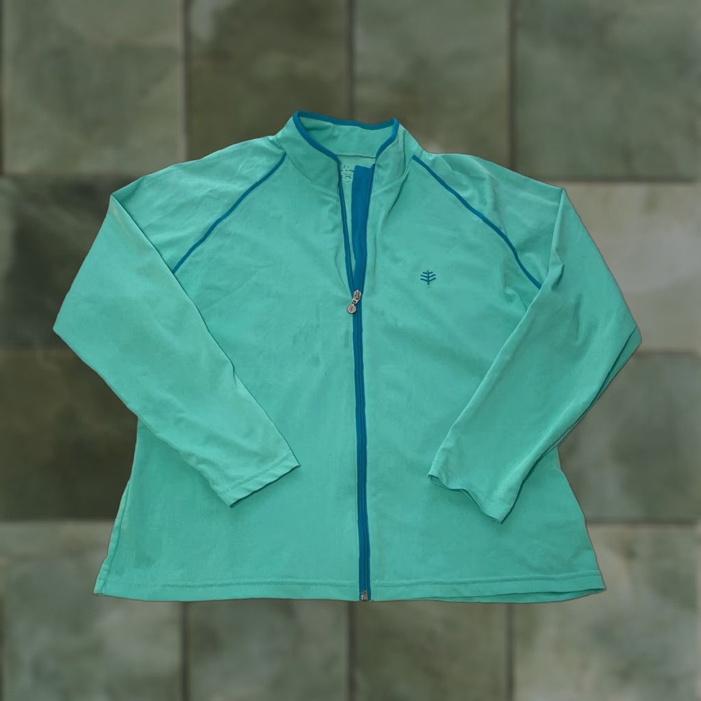 Vintage Coolibar Full Zip Lightweight Jacket Women XL Green Long Sleeve Outdoor UPF 50+ Jacket Size XL / US 12-14 / IT 48-50 - 1 Thumbnail