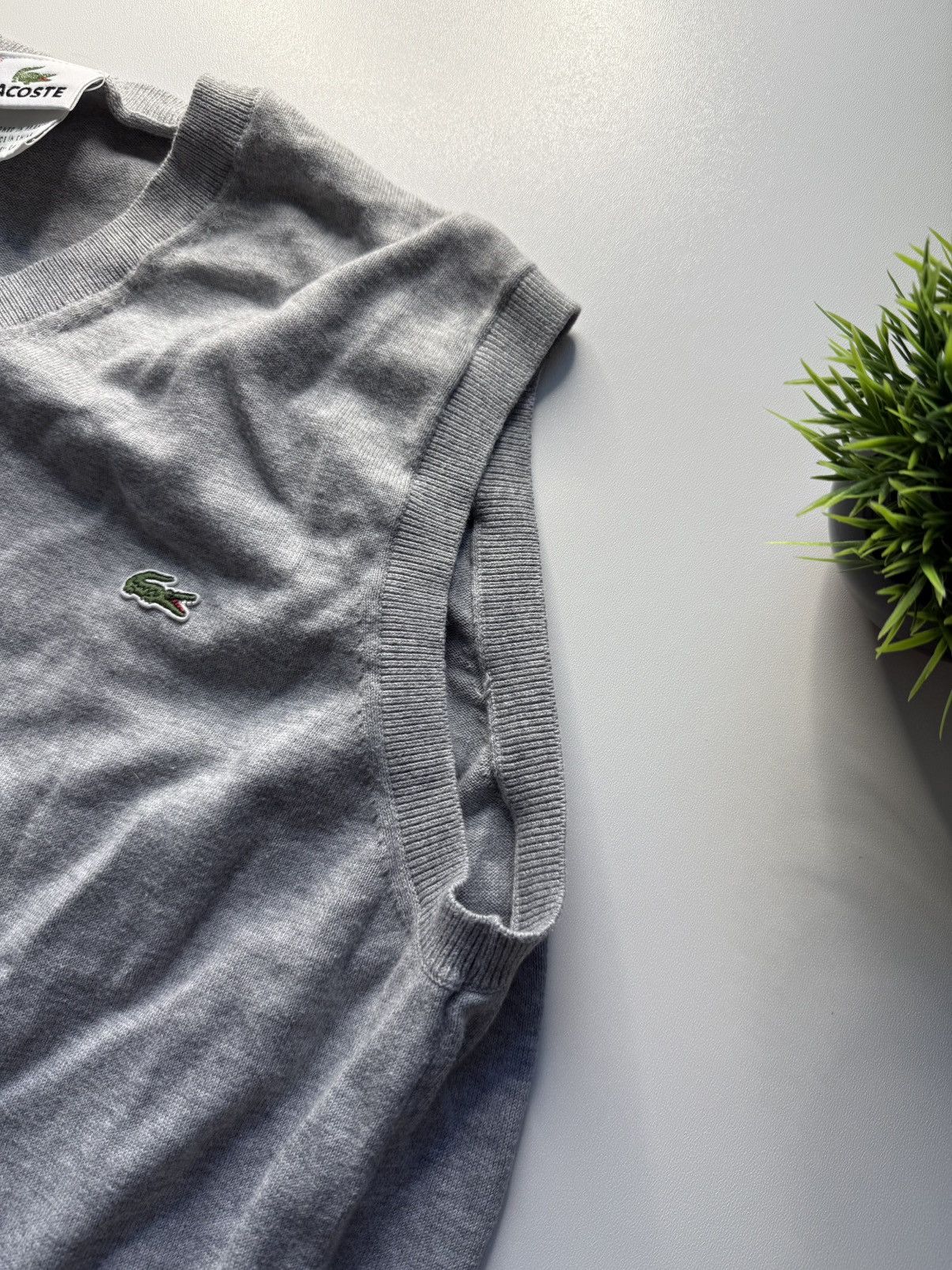 Lacoste × Vintage LACOSTE GREY COTTON SWEATER VEST Size US M / EU 48-50 / 2 - 3 Thumbnail