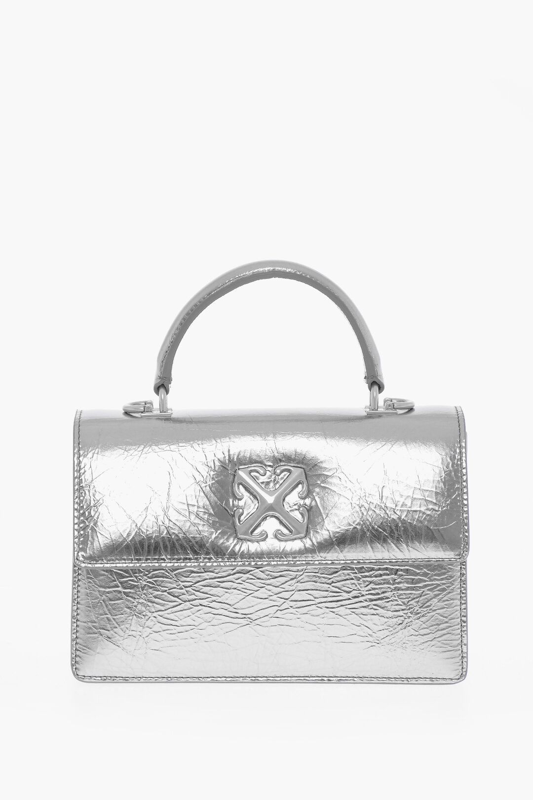 Off-White og1mm1125 Size: OS / Metallic Leather Handbag in Silver Size ONE SIZE - 1 Thumbnail