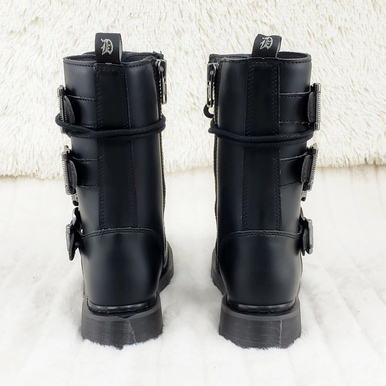 Other DEMONIA Bolt 265 Goth Combat Biker Ankle Boots Black Matte M Size US 13 / EU 46 - 6 Thumbnail