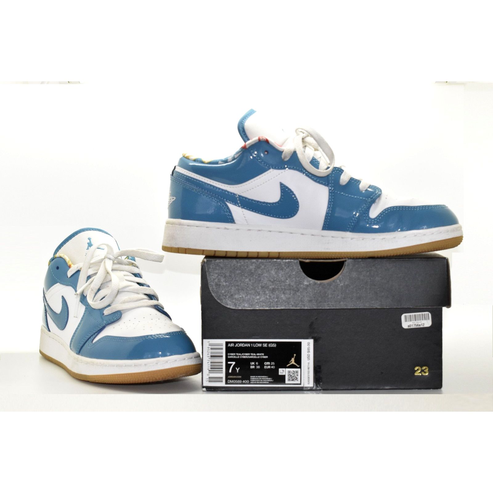 Nike NIKE AIR JORDAN 1 LOW SE Teal/White Boys Shoes DM0589-400 7Y Size US 5.5 / EU 38 - 1 Thumbnail