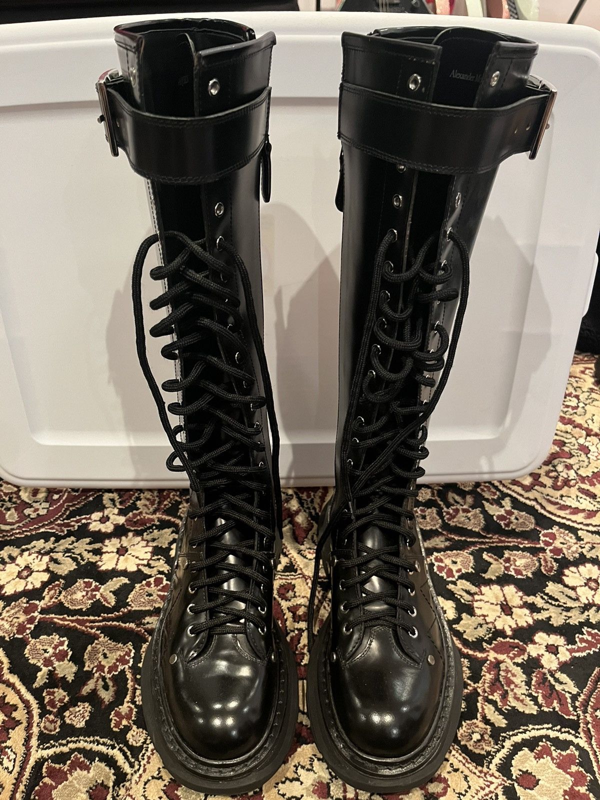 image of Alexander Mcqueen Combat Boots in Black, Women's (Size 6)