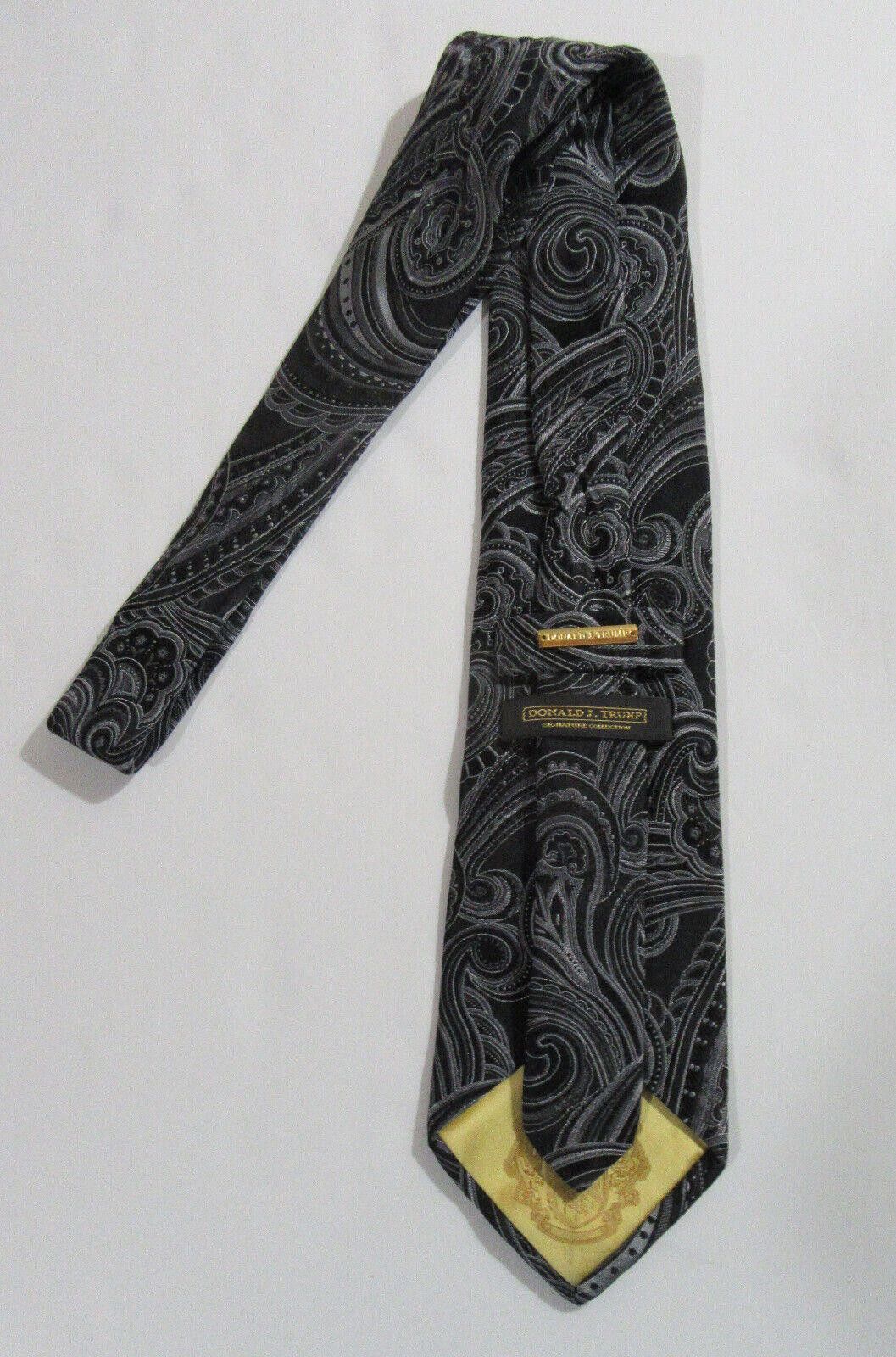 Designer Donald J. Trump Signature Collection Necktie Black Paisley Size ONE SIZE - 3 Thumbnail