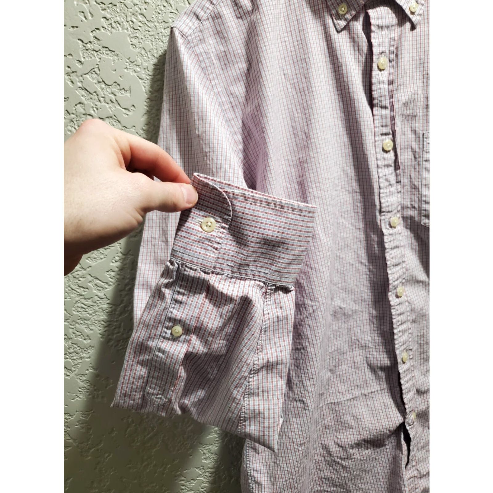 J.Crew J.CREW Shirt Mens Medium Long Sleeve Button-Up 2 Ply Cotton Checkered White Red Size US M / EU 48-50 / 2 - 4 Thumbnail