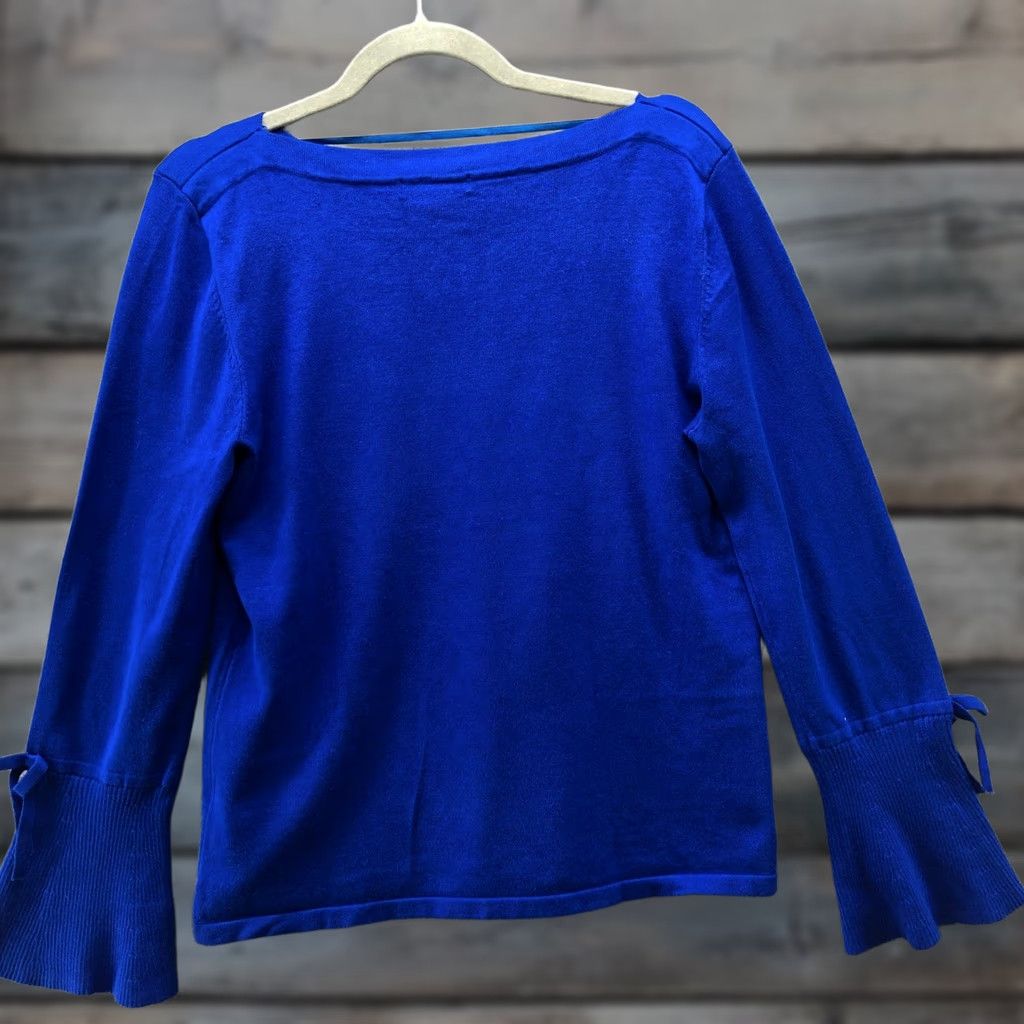 Vintage Cable & Gauge Bell Sleeve Boat Neck Sweater Womens M Royal Blue Knit Size M / US 6-8 / IT 42-44 - 1 Thumbnail