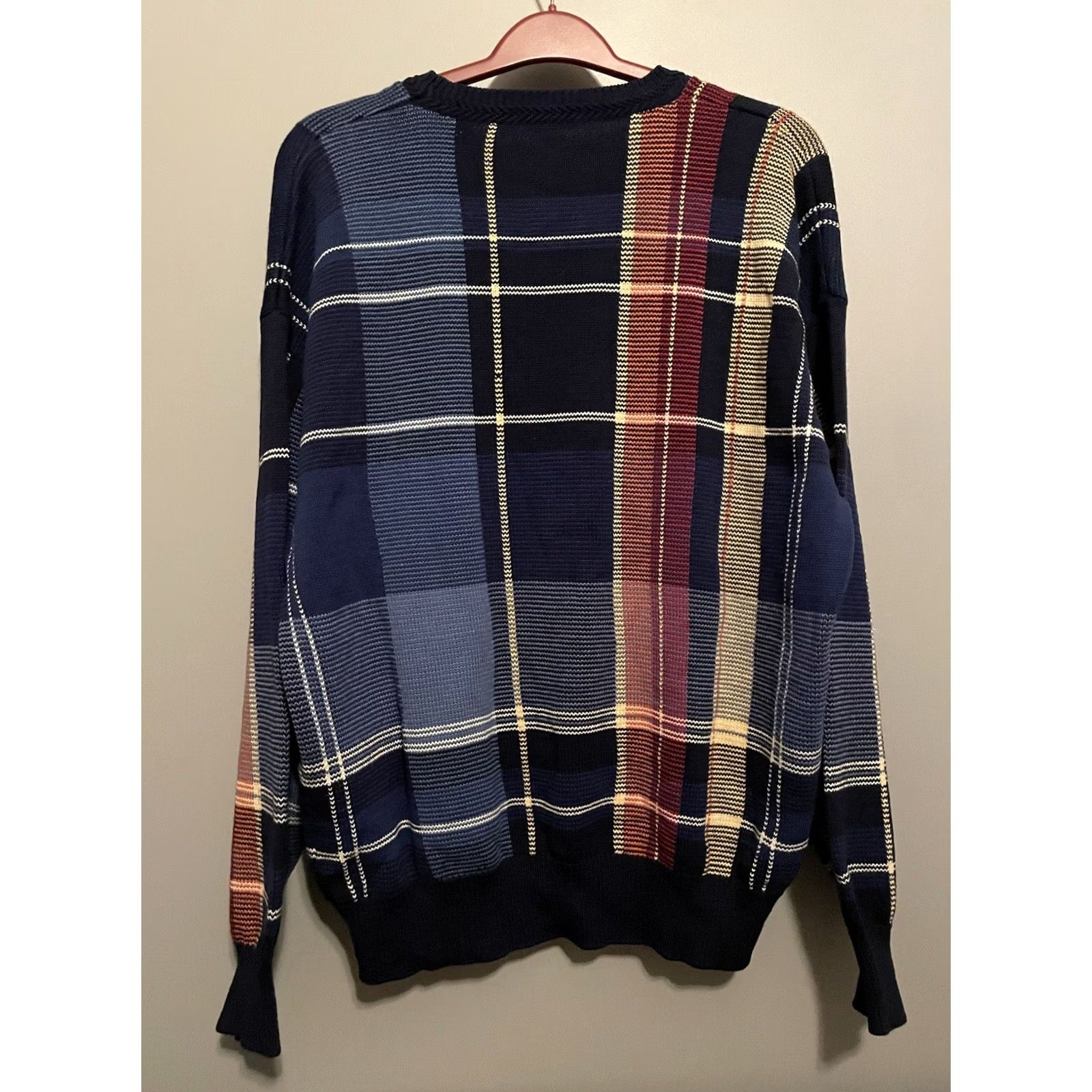 Nautica VINTAGE Nautica Sweater Mens L Vtg Golf Tartan Plaid Crew Neck Pullover Blue Red Yellow B228 Size US L / EU 52-54 / 3 - 5 Thumbnail