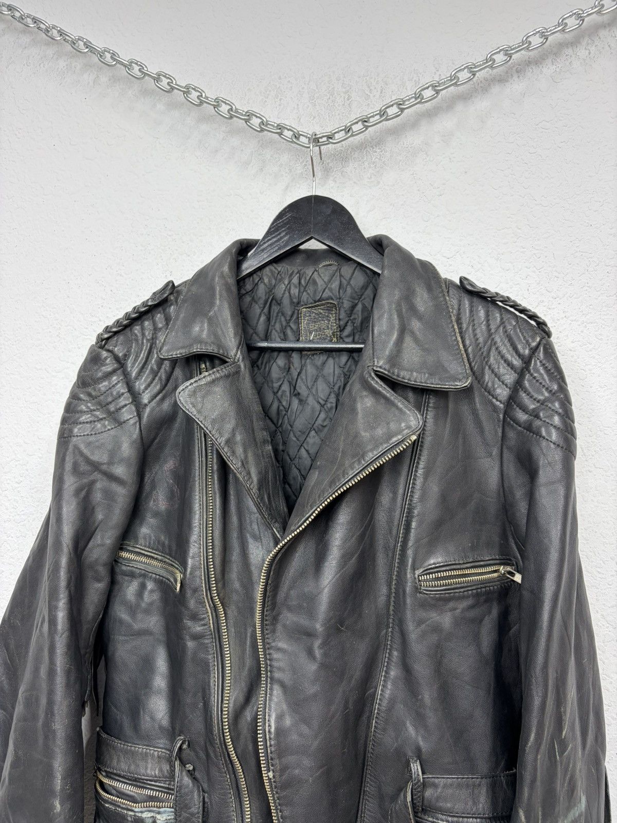 Hedi Slimane VTG Distressed Black Leather Biker Jacket Rick Owens Vibe Size US S / EU 44-46 / 1 - 14 Thumbnail