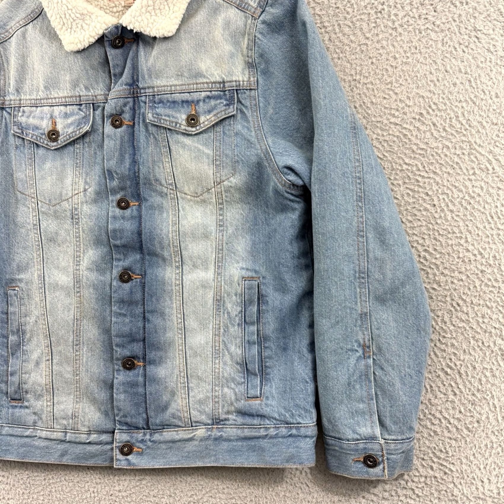 Denime Brooklyn Cloth Jacket Mens Medium Blue Denim Sherpa Lined Trucker Button Outdoor Shirt Jacket Bomber Size US M / EU 48-50 / 2 - 5 Thumbnail