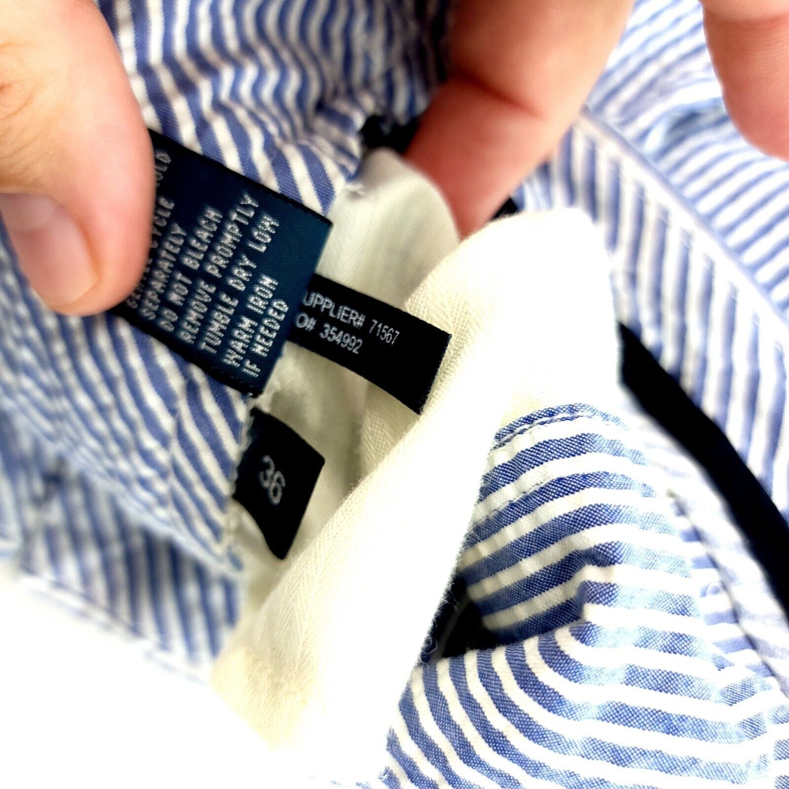 Polo Ralph Lauren Polo Ralph Lauren Suffield Fit Blue White Striped Seersucker Size US 36 / EU 52 - 10 Thumbnail
