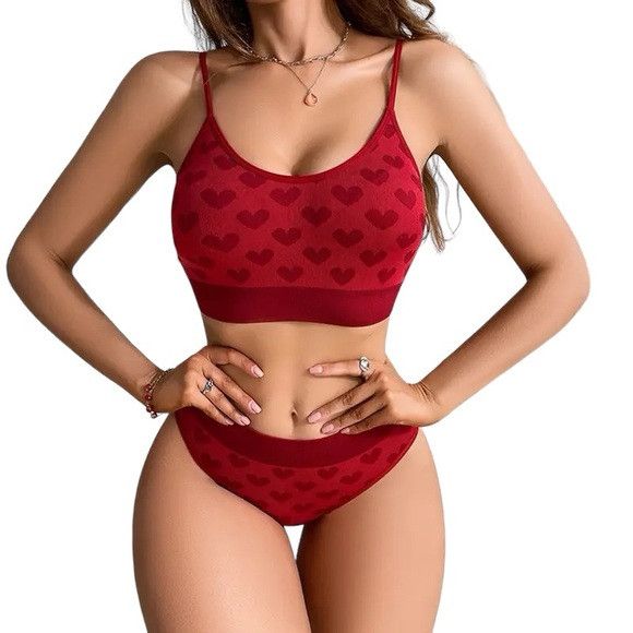 Other Women Heart Print Bra & Brief Set Size S / US 4 / IT 40 - 1 Thumbnail