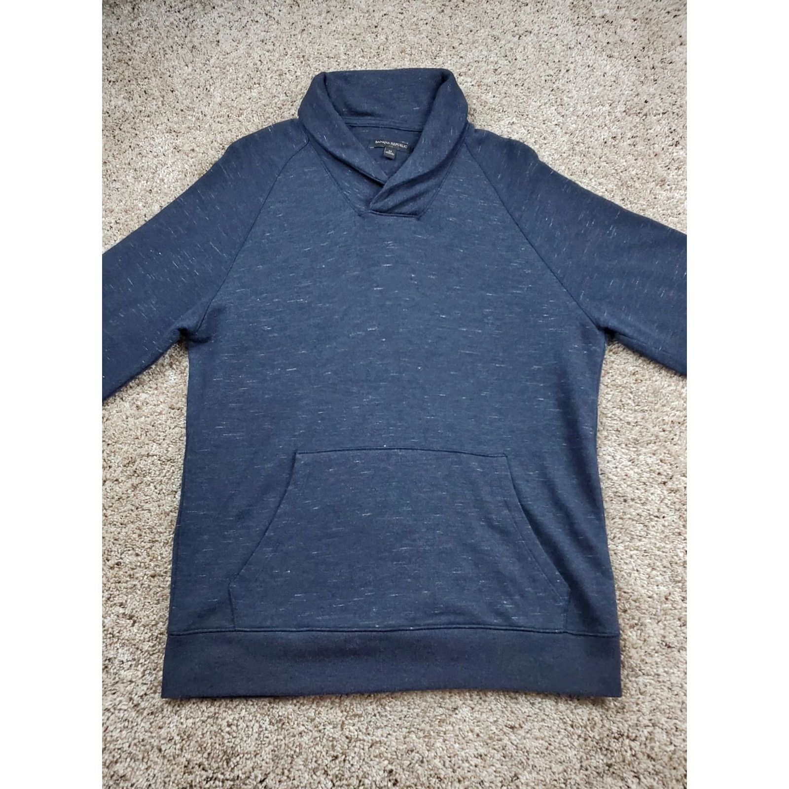 Banana Republic Banana Republic Sweatshirt Medium Mens Blue Pullover Collared Long Sleeve Pocket Hoodie? Size US M / EU 48-50 / 2 - 3 Thumbnail