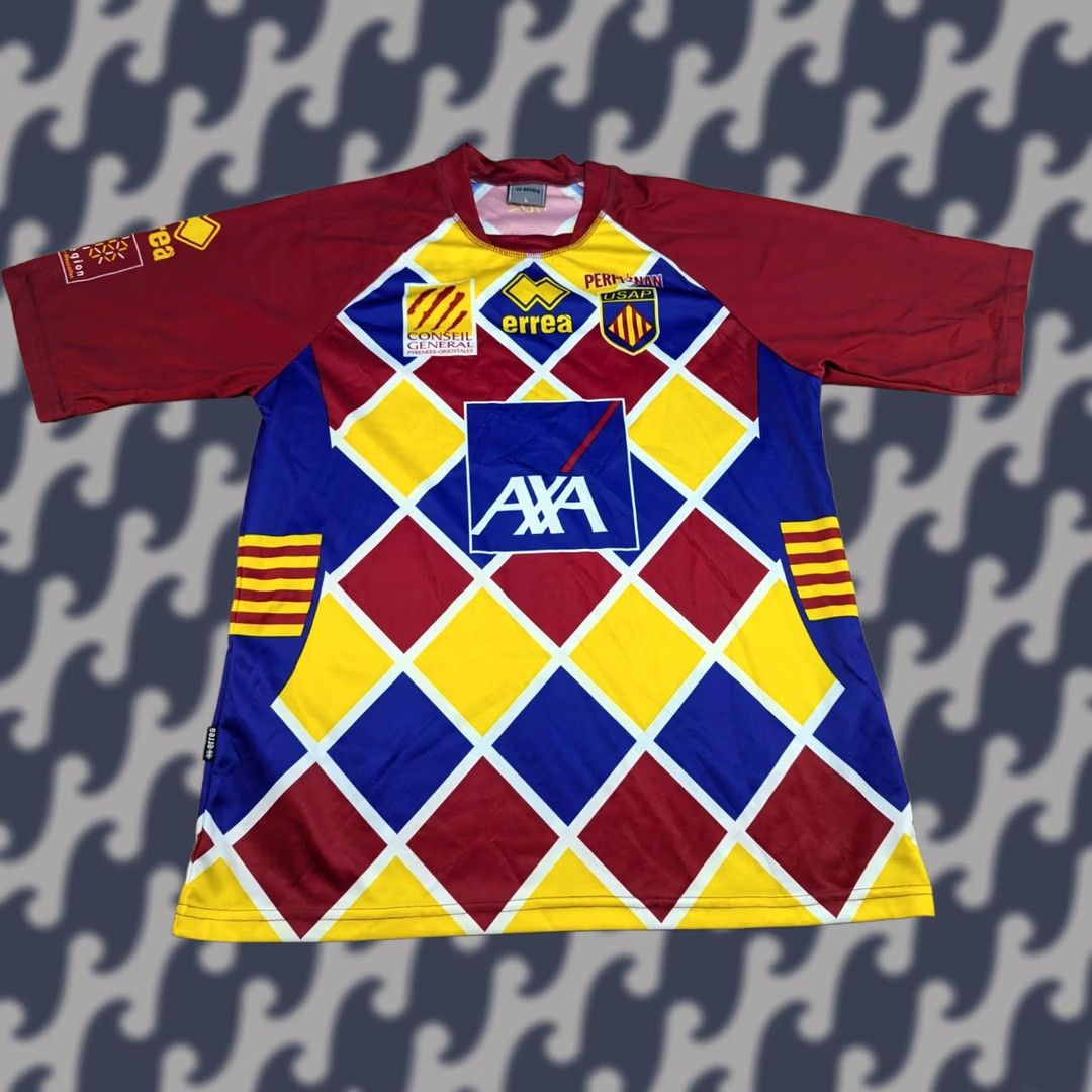 Errea Erreá Jersey Rugby USA Perpignan 2010-2011 Heineken Cup Size L Multicolor Short Sleeve Pullover Quick Dry Mens Sports Shirt Size US L / EU 52-54 / 3 - 1 Thumbnail