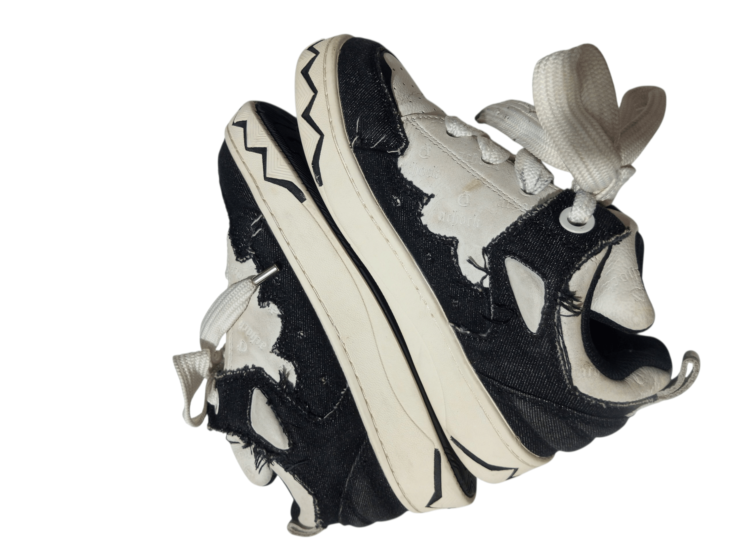 20471120 Achock skateboard mix denim balck & white sneakers Size US 6 / IT 36 - 8 Thumbnail