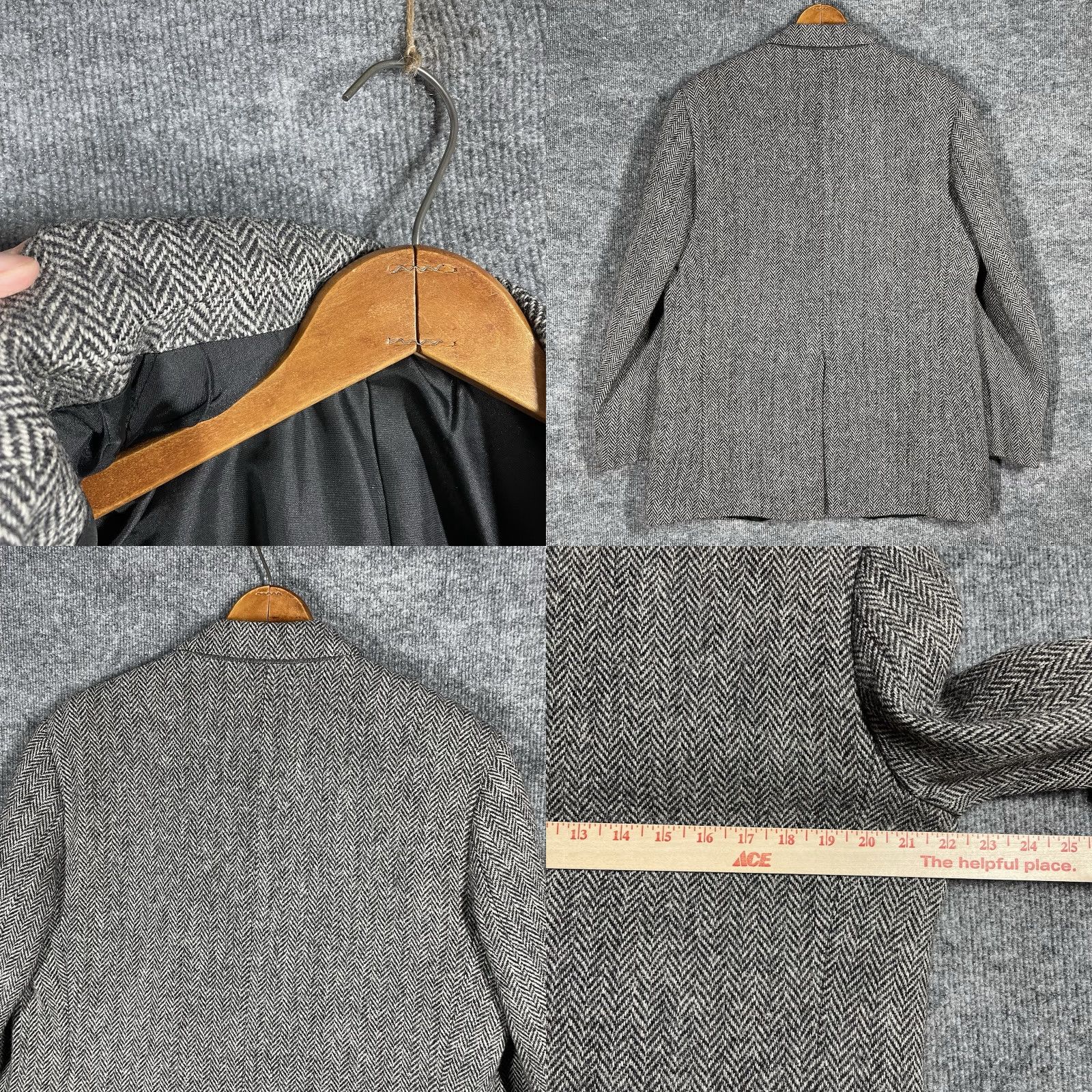 Harris Tweed VINTAGE Harris Tweed Blazer Jacket 42 R Wool Tweed Herringbone Gray Two-Button Single-Breasted Men Size 42R - 10 Thumbnail
