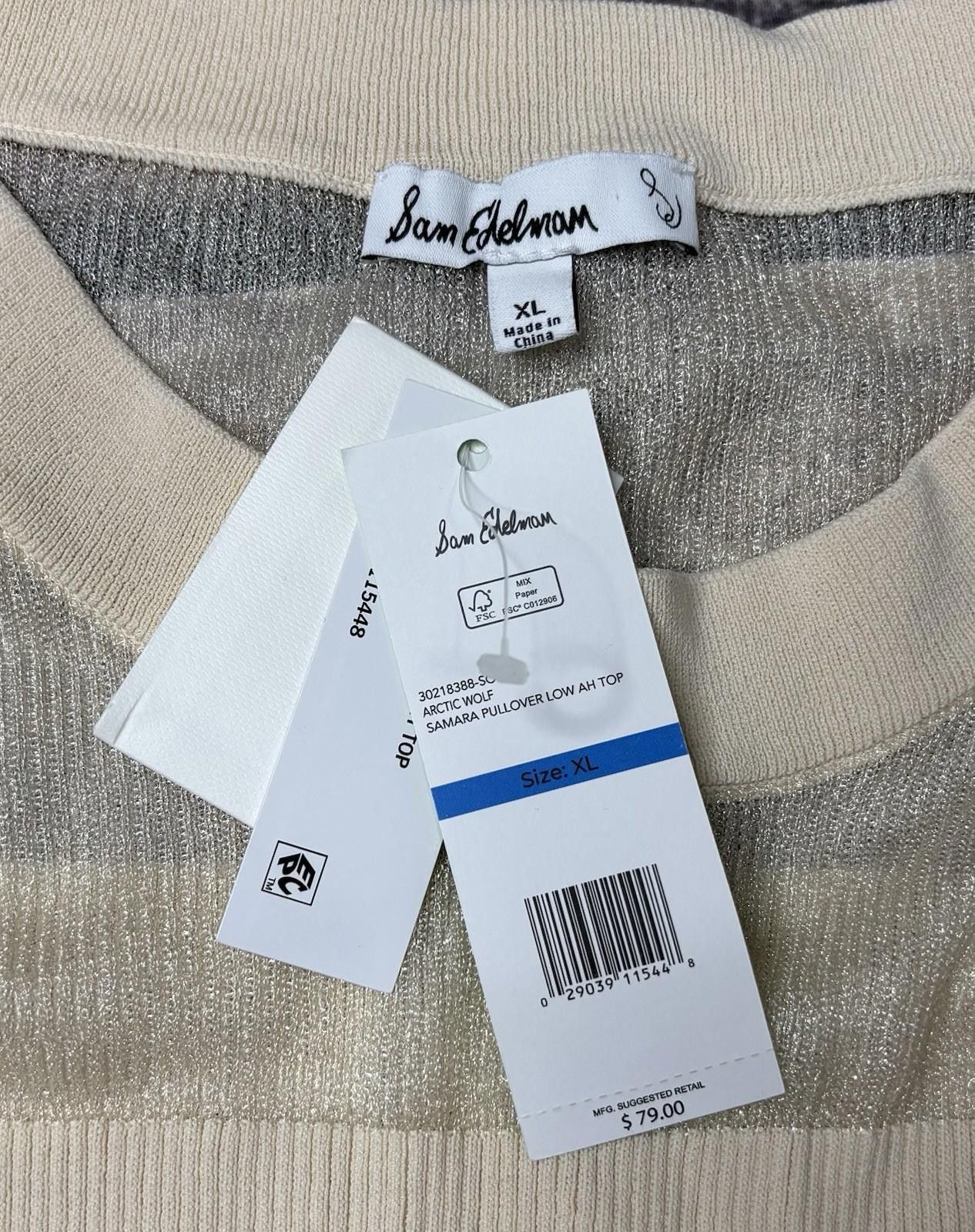 Other Sam Edelman Top Women's XL Samara Metallic Knit Sheer $79 Size XL / US 12-14 / IT 48-50 - 2 Thumbnail