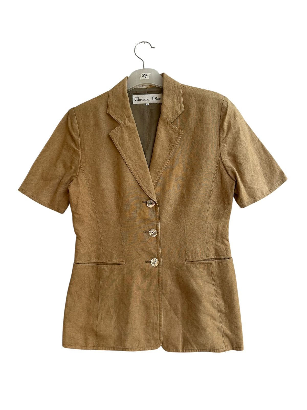 Dior Vintage Christian Dior Short Sleeve Tan Tailored Jacket Size US S / EU 44-46 / 1 - 1 Thumbnail