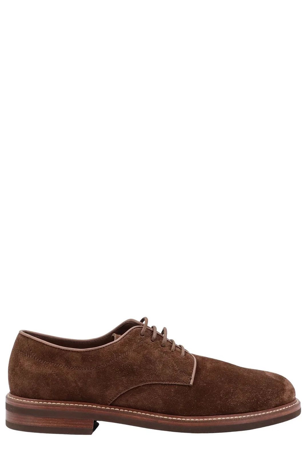Brunello Cucinelli o1w1db10725 Lace Up Derby Shoes in Dark Brown Size US 12 / EU 45 - 1 Thumbnail