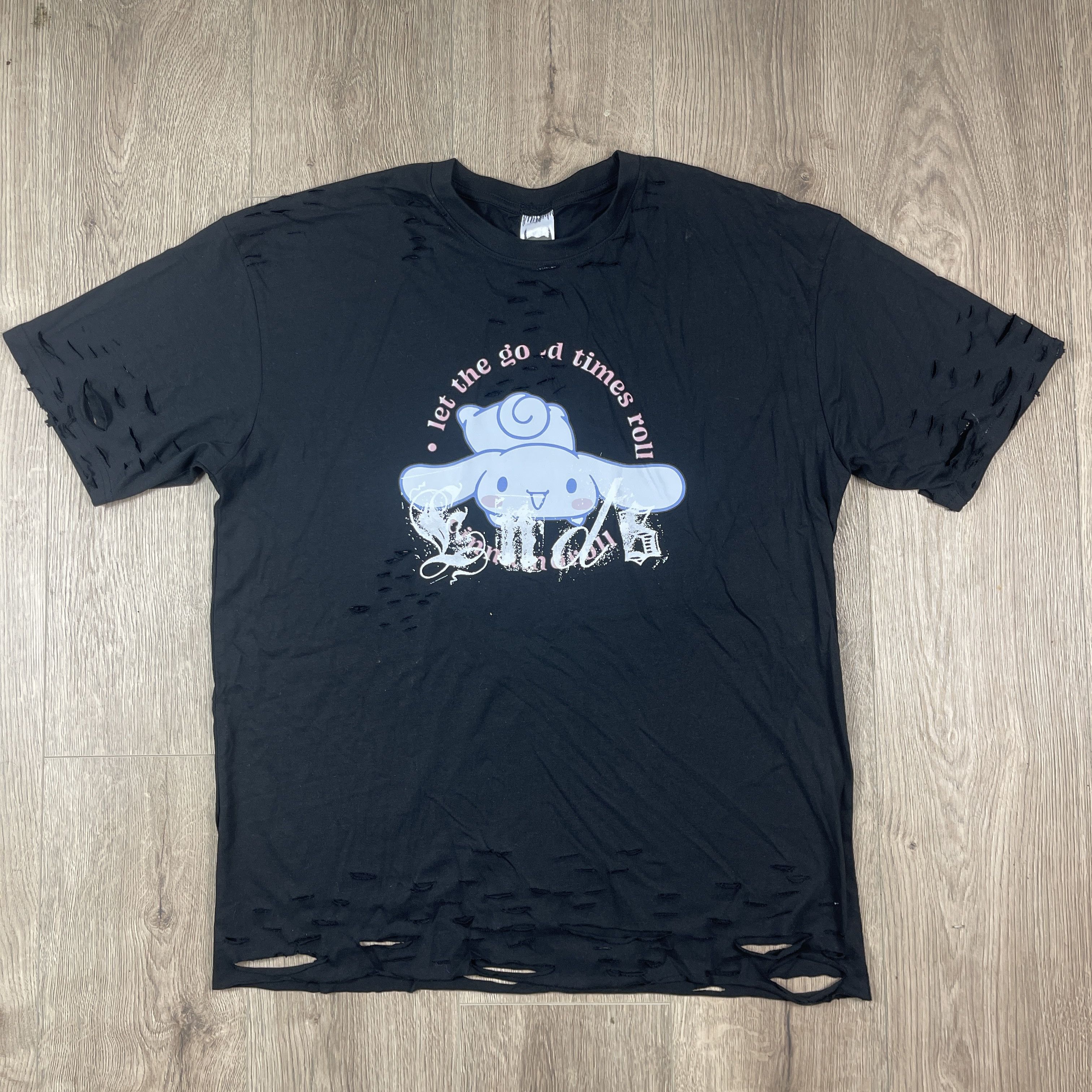 image of Ends Repair Ends.rp Distressed Tee in Black, Men's (Size Large)