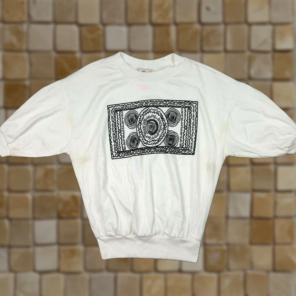 Vintage VTG Aztec Art Women's Size S Short Sleeve Crewneck Sweatshirt Shirt Crew Neck 90s Tubleweeds Size S / US 4 / IT 40 - 1 Thumbnail