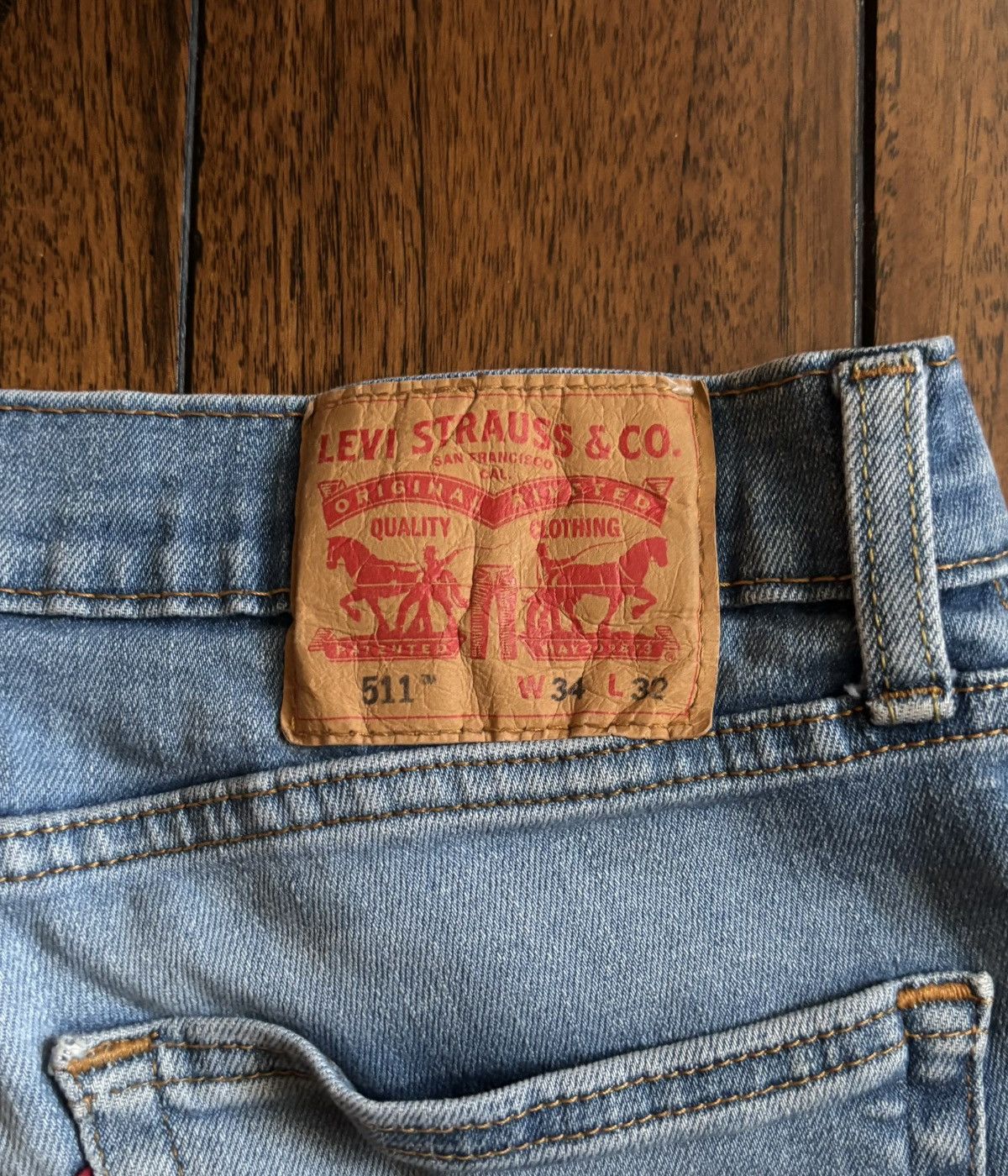 Levi's Levi's 511 34x32 Men's Denim Slim Fit Straight Jeans - Blue Size US 34 / EU 50 - 8 Thumbnail