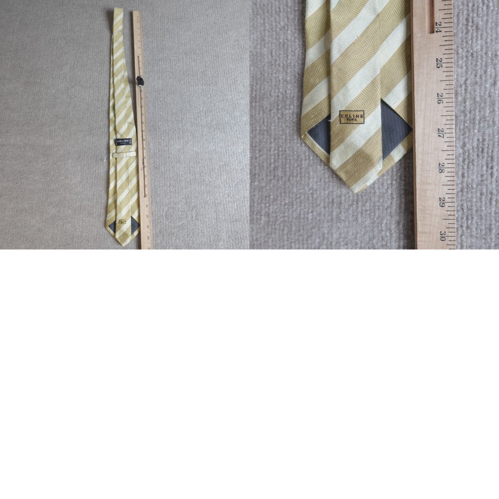 Celine CELINE Mens Tie Yellow Striped Jacquard Silk Made in Spain One Size Size ONE SIZE - 8 Thumbnail
