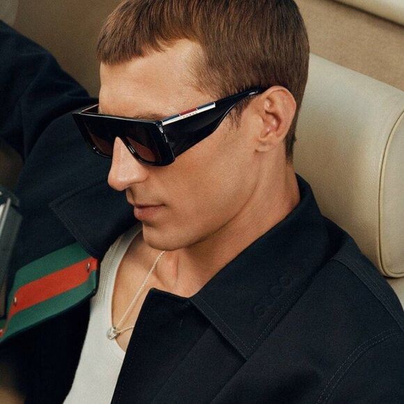 Gucci GG1888S 001 Sunglasses Black Square Frame Brown