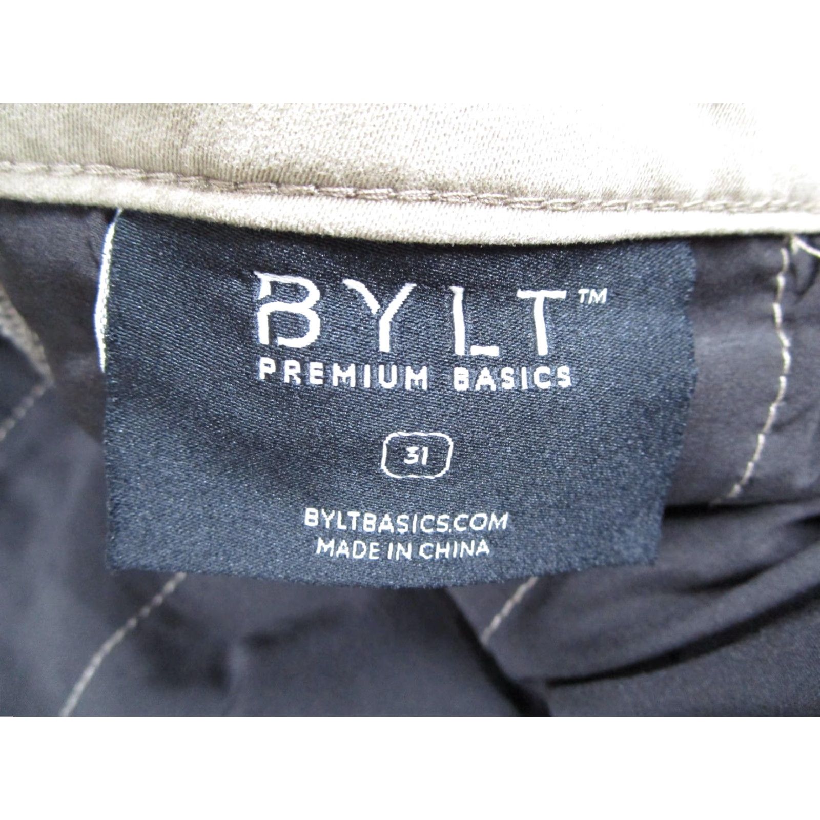 Vintage BYLT Chino Pants Mens 31 Khaki Slim Taper Casual Stretch Fawn Taupe Size US 31 - 3 Thumbnail