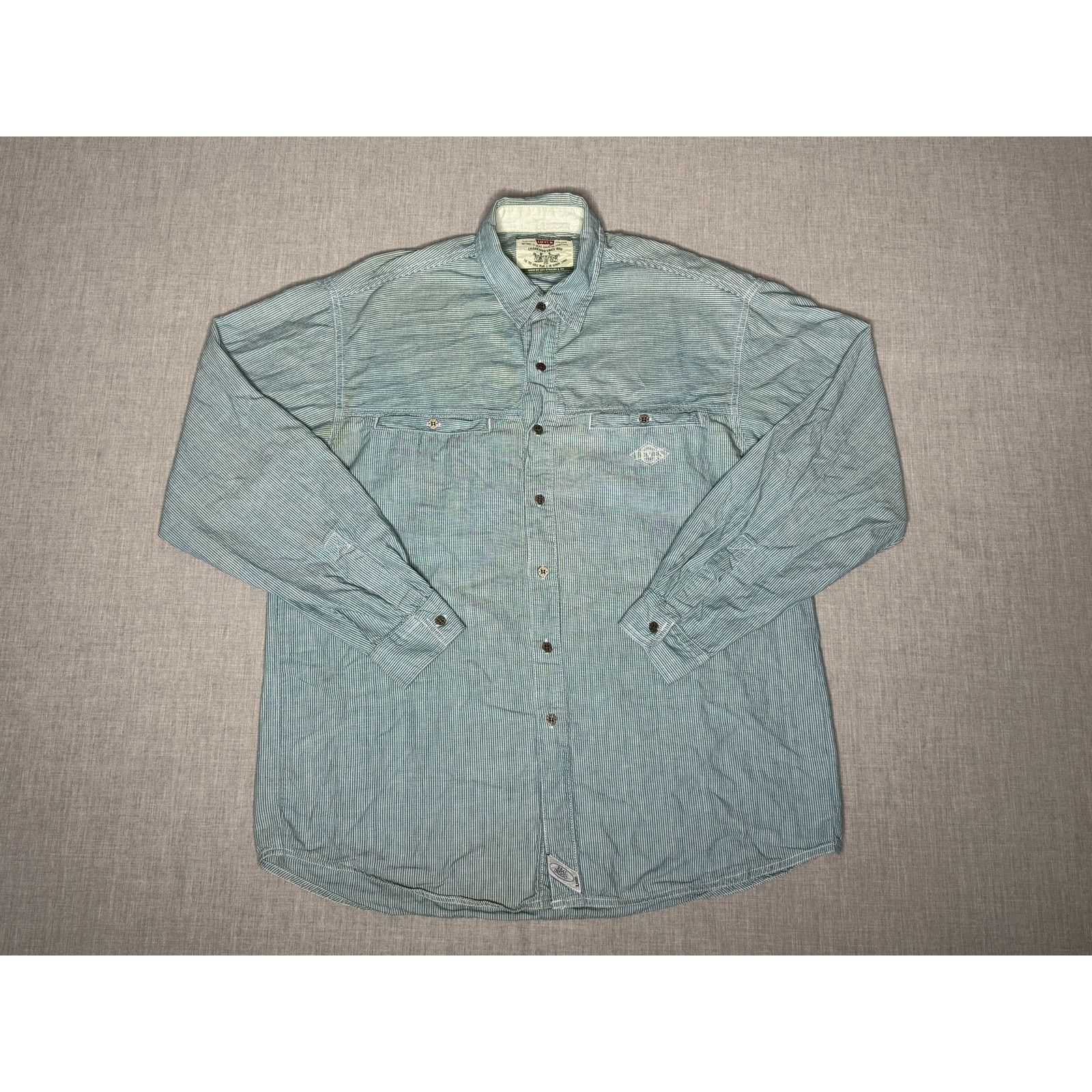 Levi's × Vintage Vintage 90s Levi’s Real Indigo Pinstripe Button Up Shirt M Size US M / EU 48-50 / 2 - 1 Thumbnail