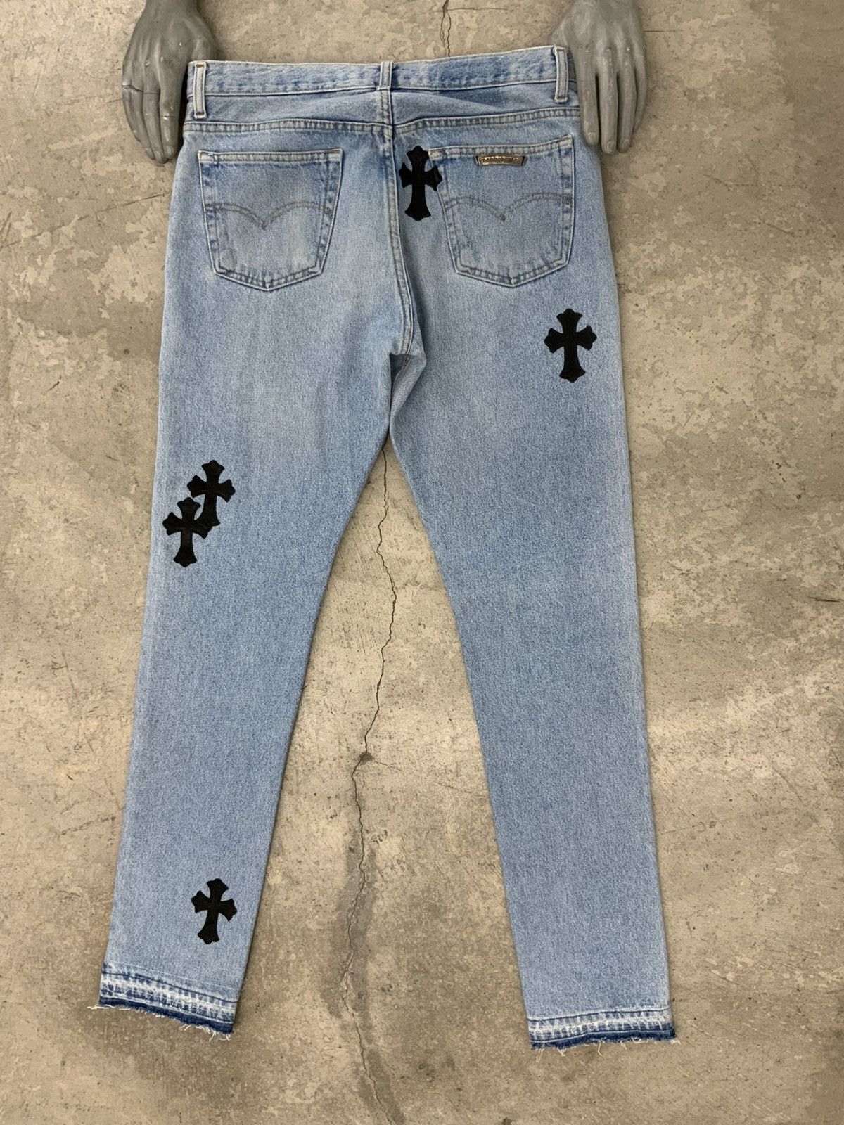 Chrome Hearts CHROME HEARTS CELEBRITY WEEKND 13 LEATHER CROSS LEVIS JEANS Size US 33 - 2 Thumbnail