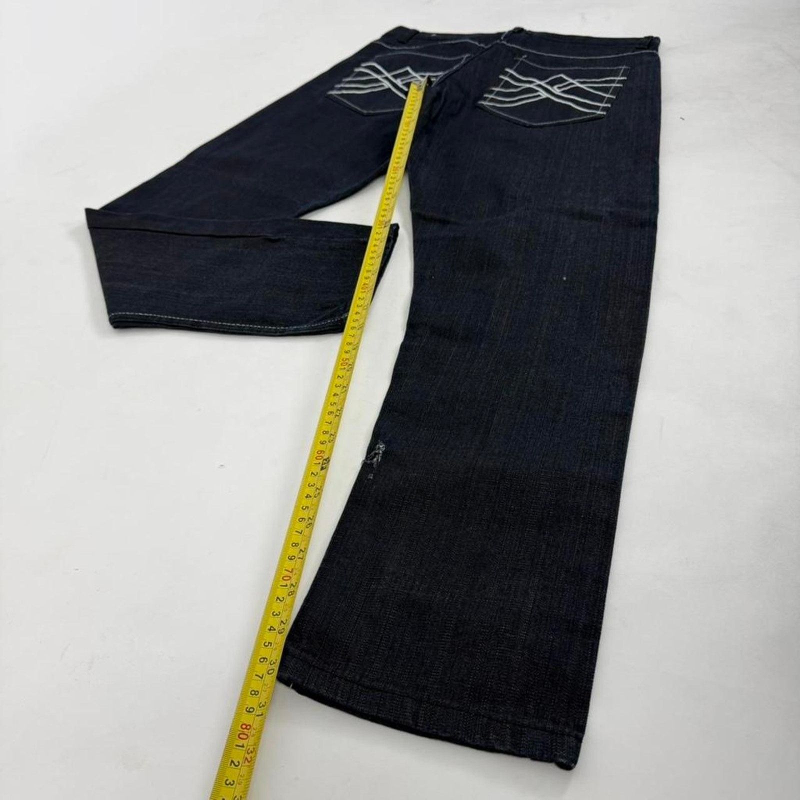 Japanese Brand Vintage y2k baggy wide leg rare raw dark wash archive jeans Size US 32 / EU 48 - 3 Thumbnail