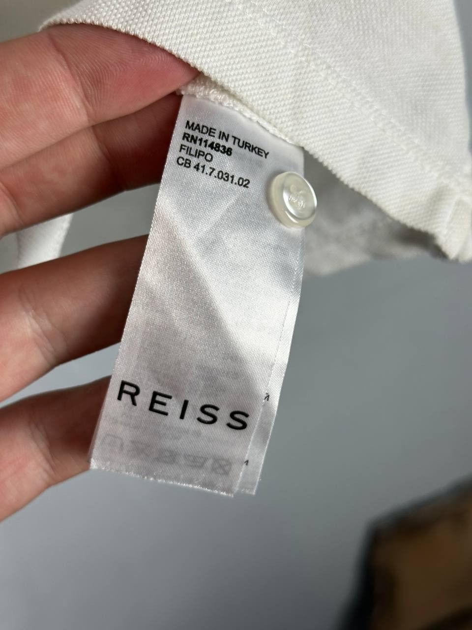 Reiss Reiss Filipo White Textured Polo Shirt Size US L / EU 52-54 / 3 - 8 Thumbnail