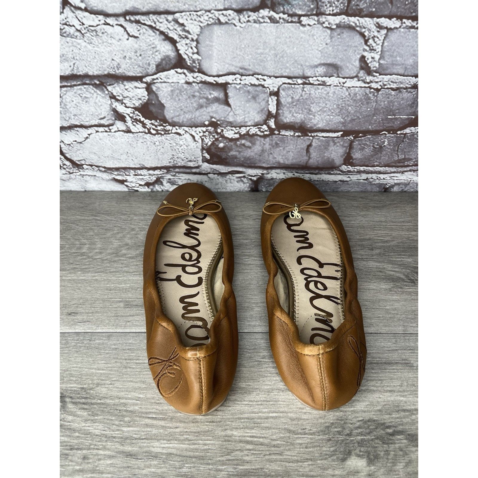 Sam Edelman Sam Edelman Felicia Brown Leather Bow Classic Ballet Flats W Size US 7.5 / IT 37.5 - 5 Thumbnail