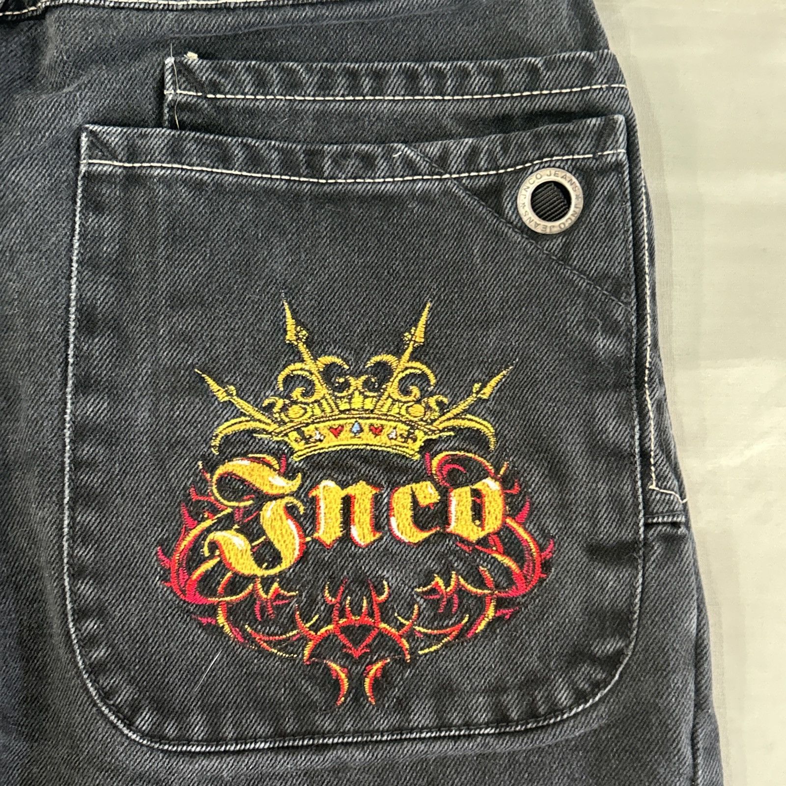 JNCO VTG JNCO Embroidered Crown Royal Jeans 29x28 Womens Size 18 Size 40" / US 18 - 2 Thumbnail